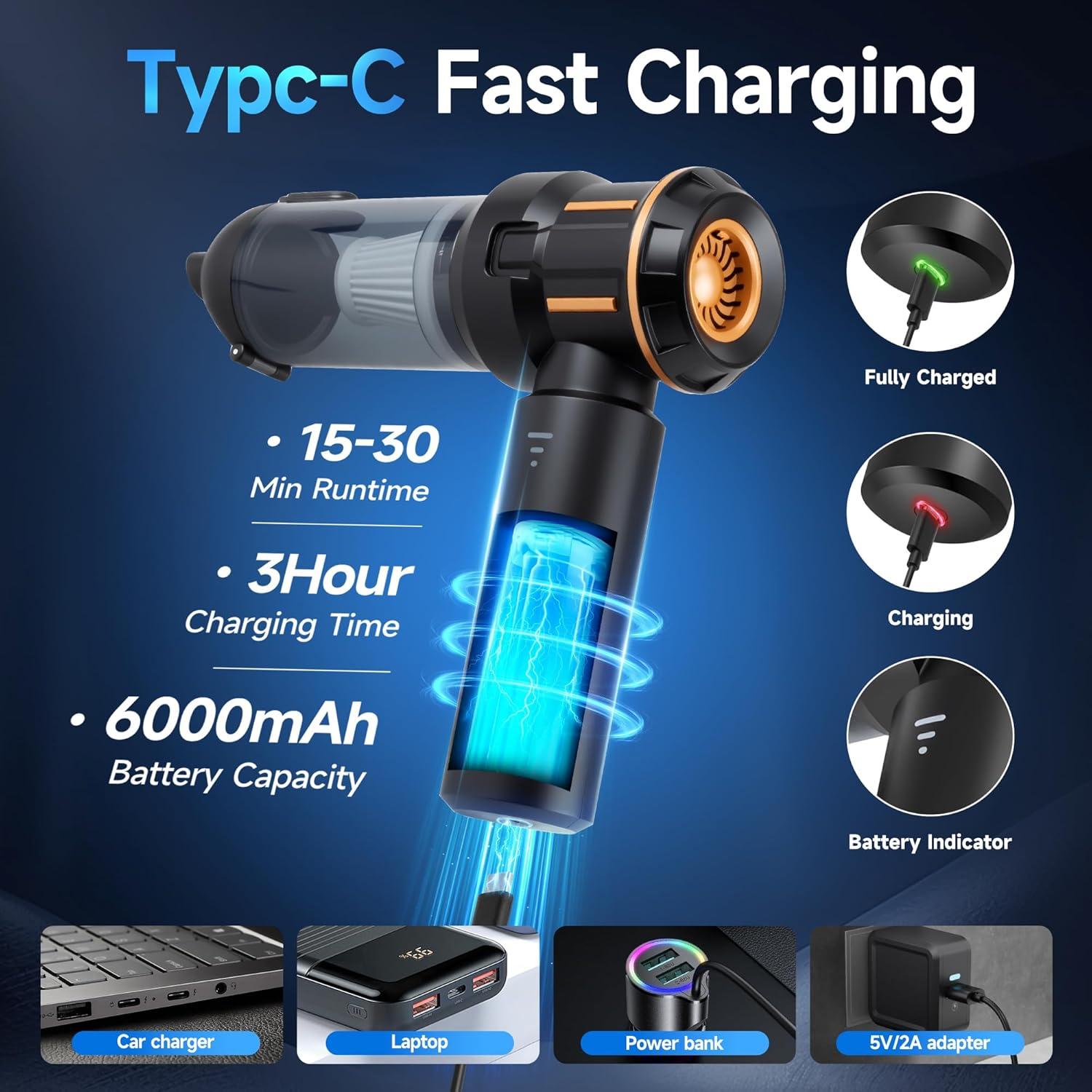 Aspiradora de Coche Inalámbrica Nvrtio CC-ZKJ-01 16KPa 4-en-1