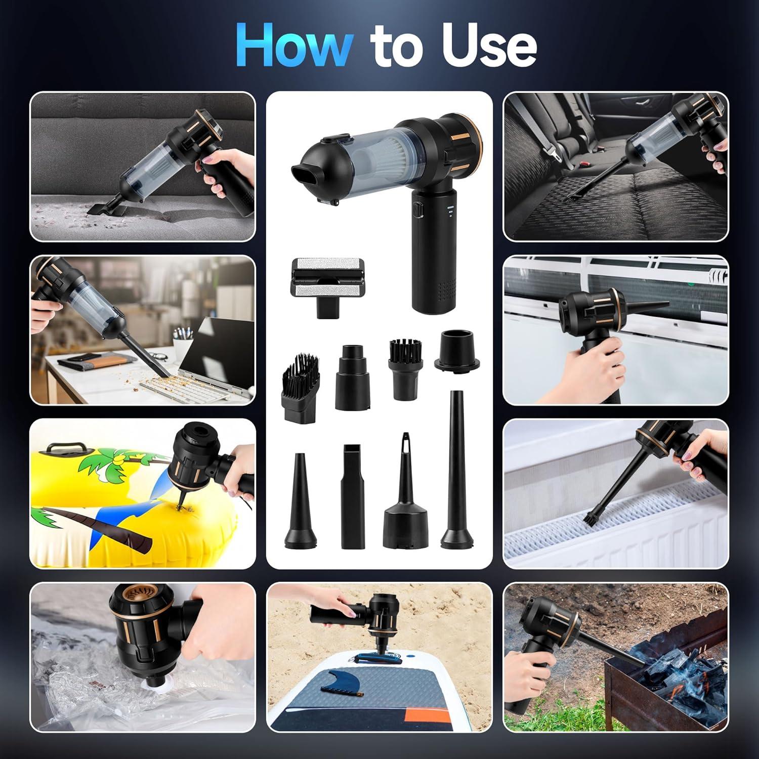 Aspiradora de Coche Inalámbrica Nvrtio CC-ZKJ-01 16KPa 4-en-1