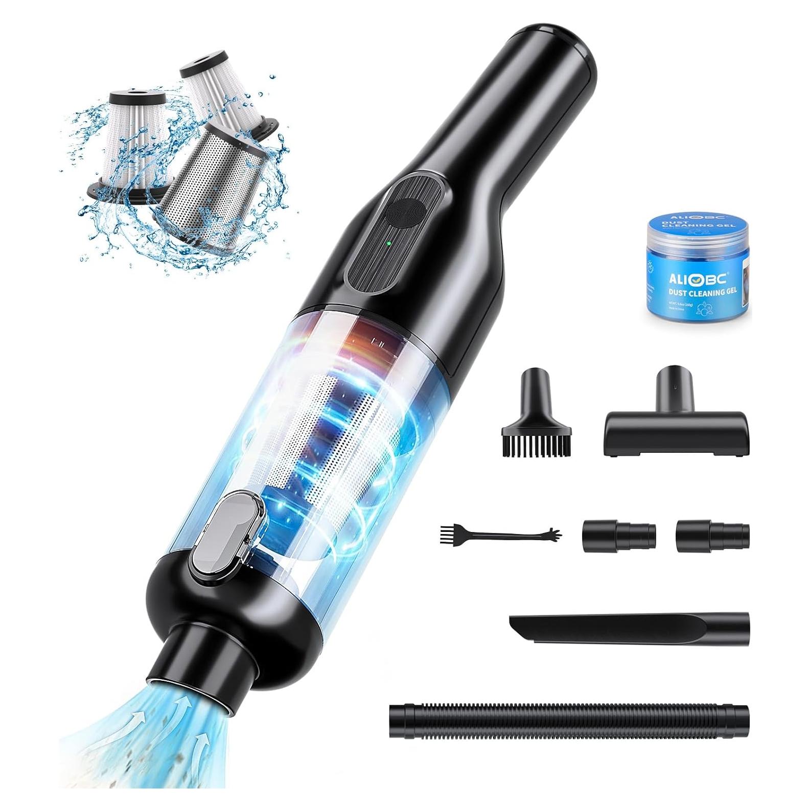 22000Pa Car Vacuum Cleaner, Low Noise Hand Vacuum Cordless Rechargeable, 2 Modes Vacuum for Car Handheld Car Vacuum Portable Cordless with Cleaning Gel