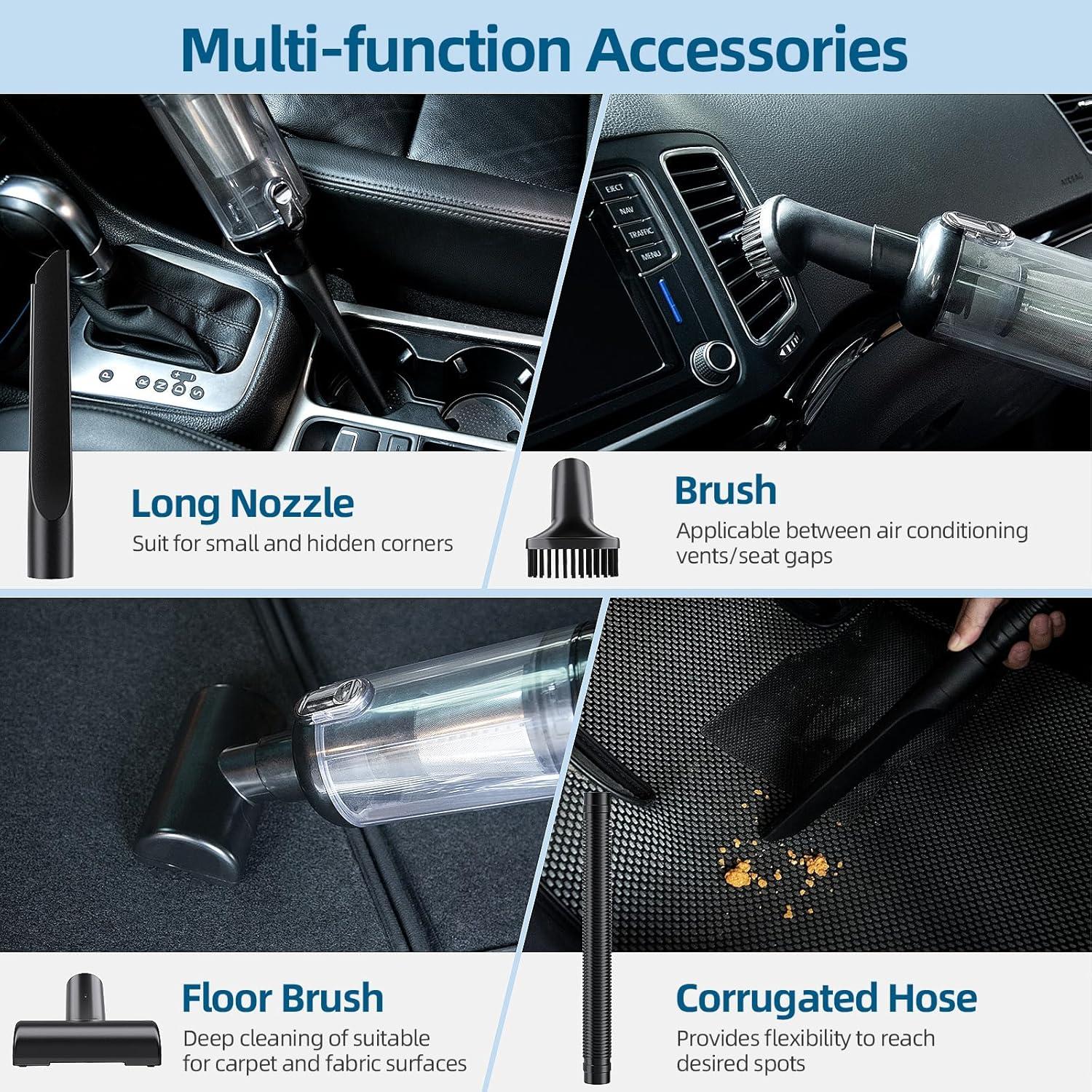 22000Pa Car Vacuum Cleaner, Low Noise Hand Vacuum Cordless Rechargeable, 2 Modes Vacuum for Car Handheld Car Vacuum Portable Cordless with Cleaning Gel