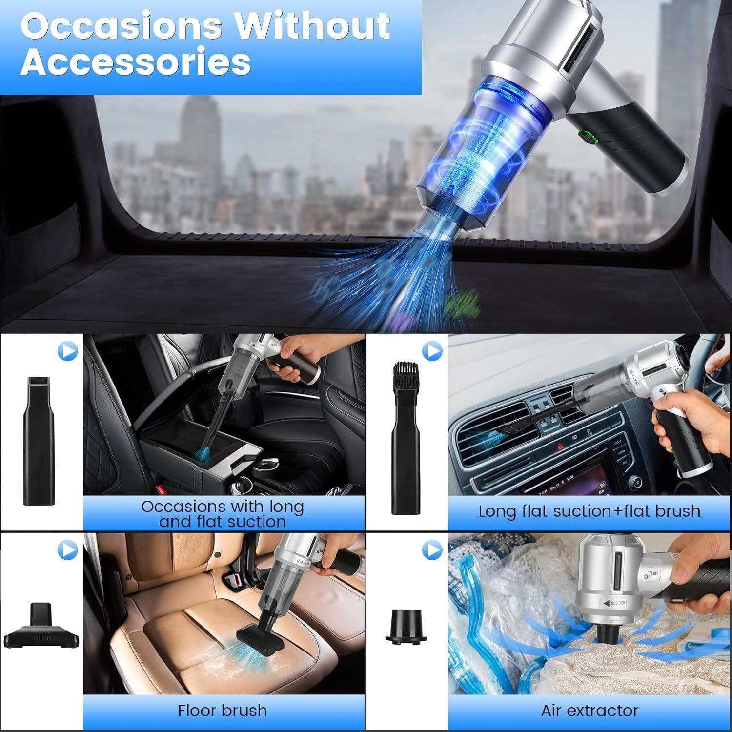 Aspiradora de Coche Portátil CHUMPOSH 18000PA Sin Cable 4 en 1