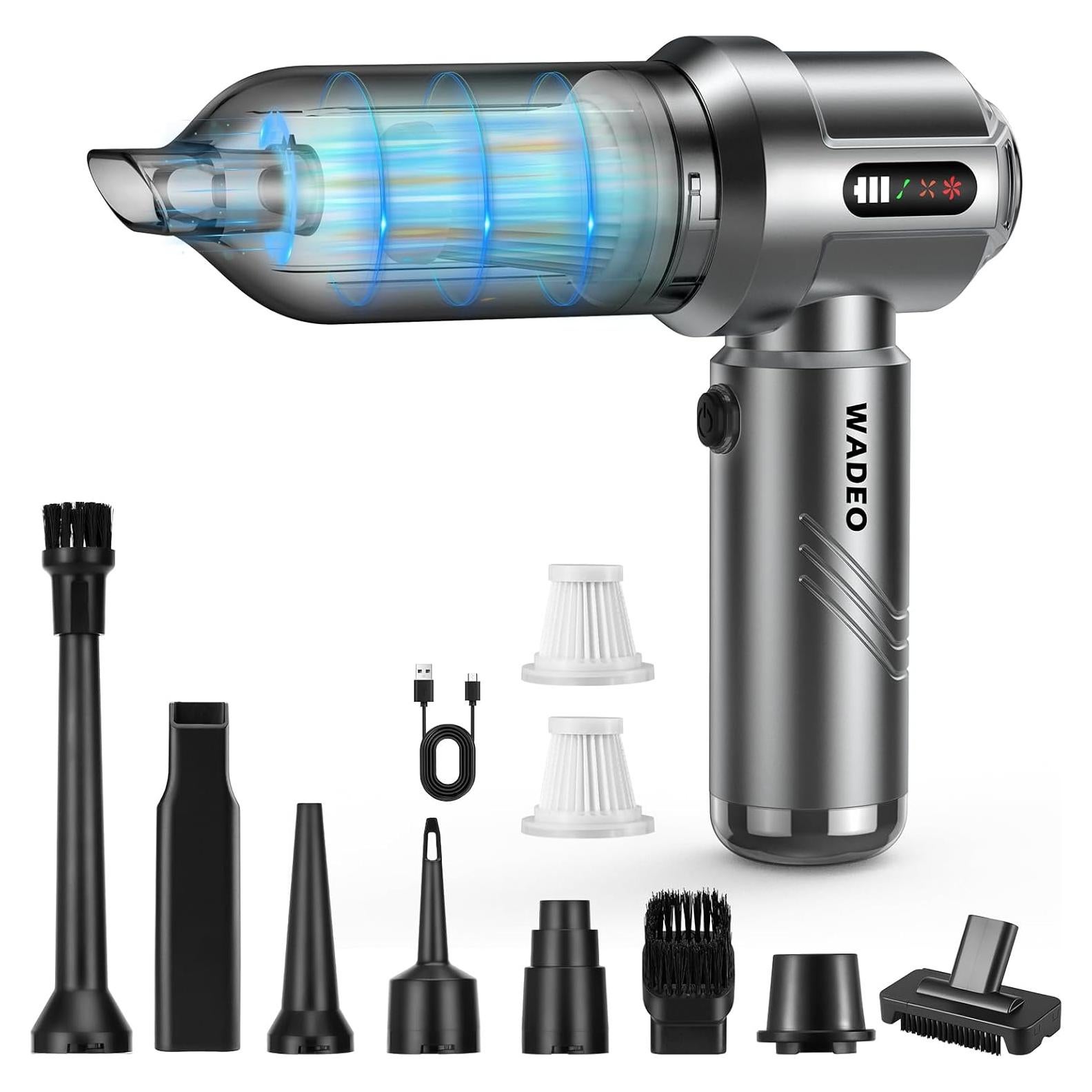 Aspiradora de Coche Portátil WADEO 18000PA Recargable 4-en-1