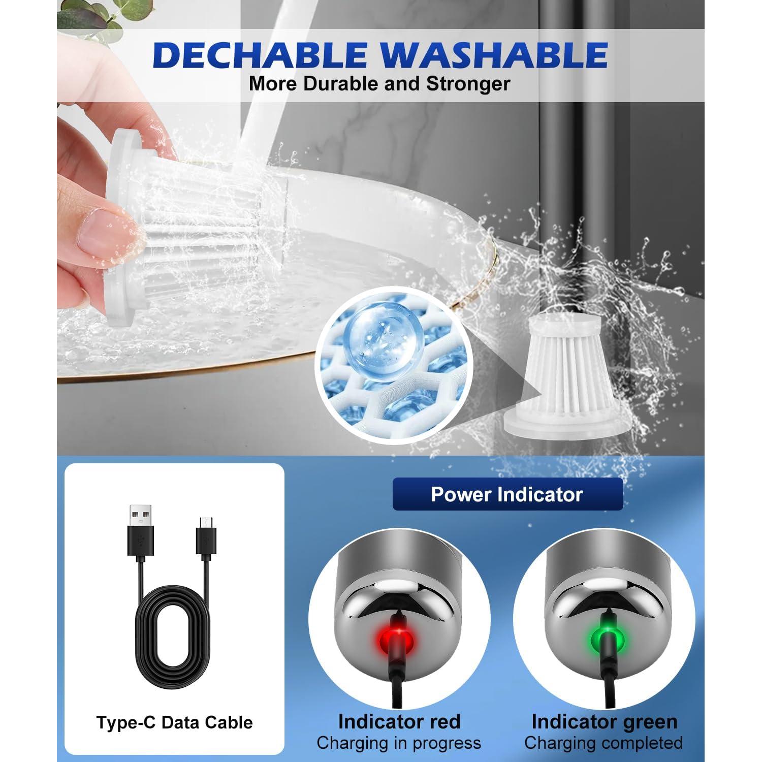 Aspiradora de Coche Portátil WADEO 18000PA Recargable 4-en-1