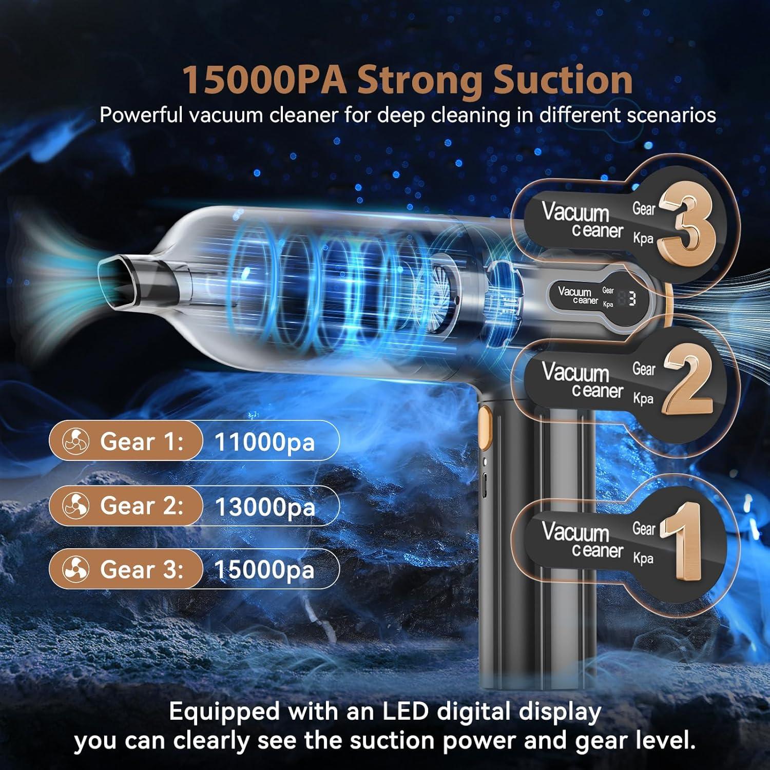 Aspiradora de Mano Inalámbrica Beautiq 15000Pa 120W