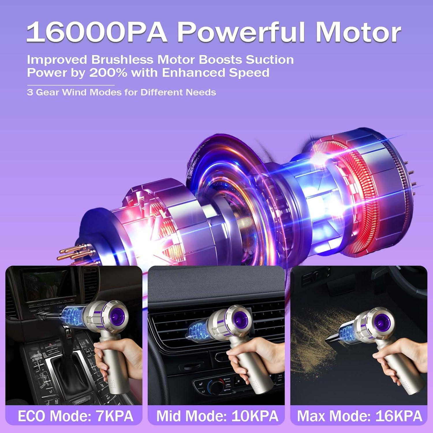 Aspiradora de Coche Inalámbrica Goweto VC08 16000PA Portátil