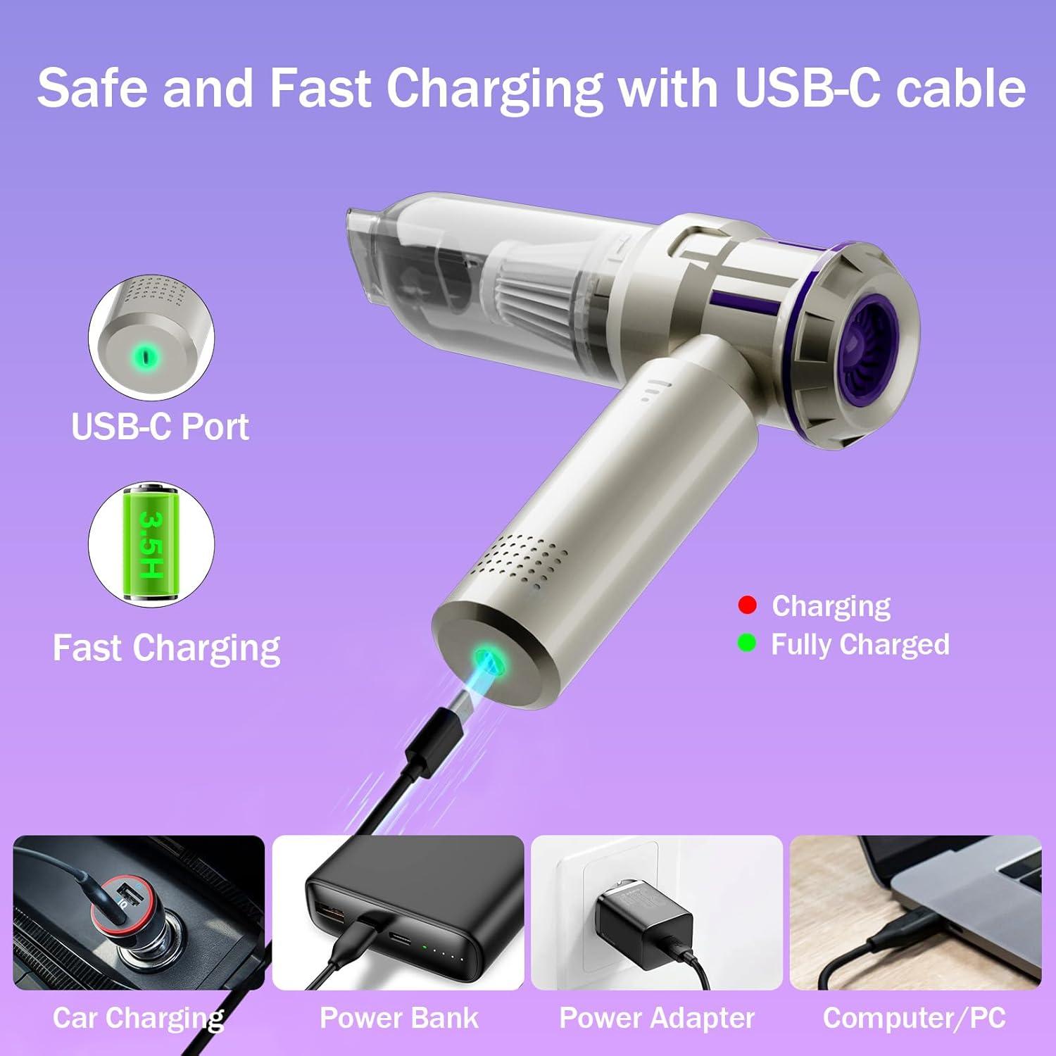 Aspiradora de Coche Inalámbrica Goweto VC08 16000PA Portátil