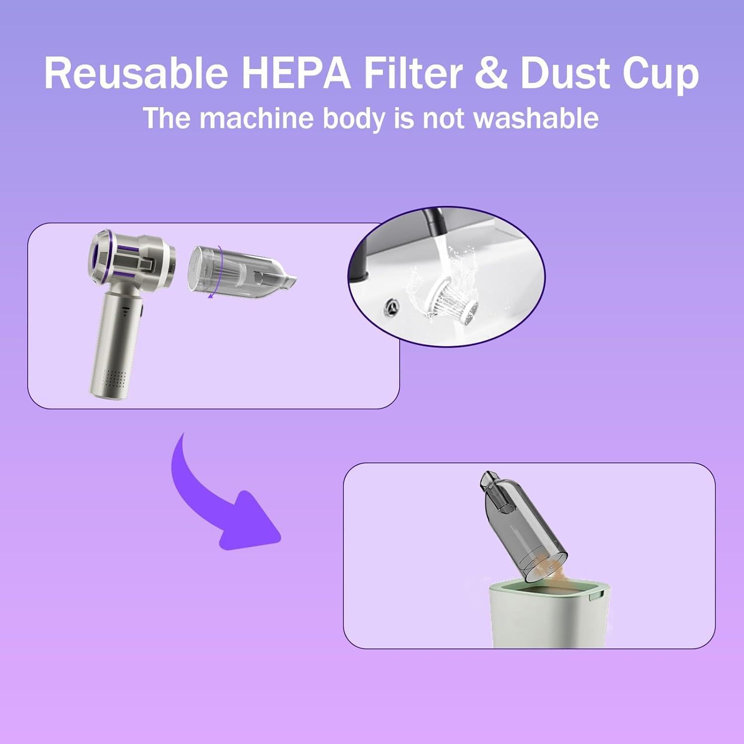 Aspiradora de Coche Inalámbrica Goweto VC08 16000PA Portátil