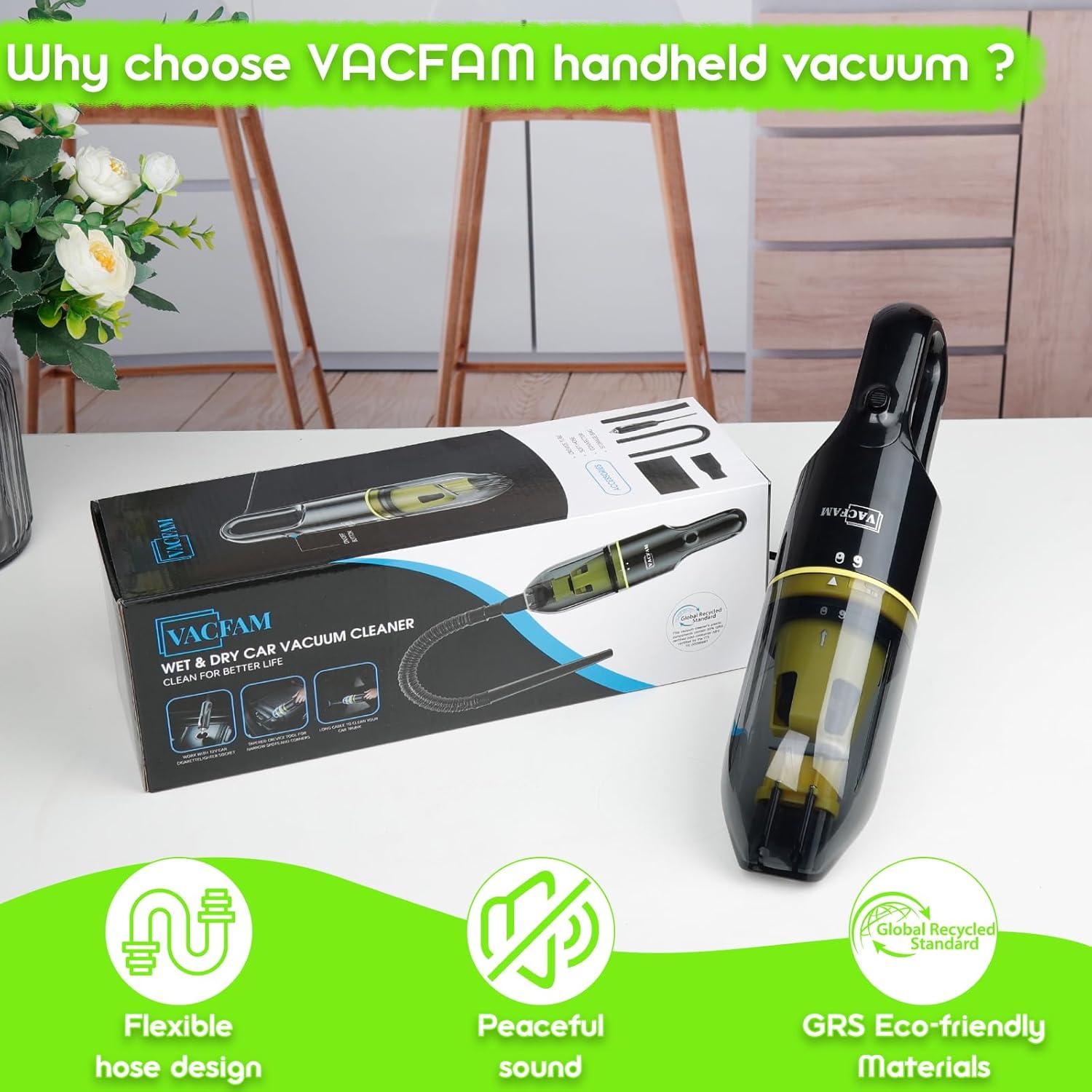 Aspiradora de Coche VACFAM Húmeda y Seca 100g 4.1m Cable