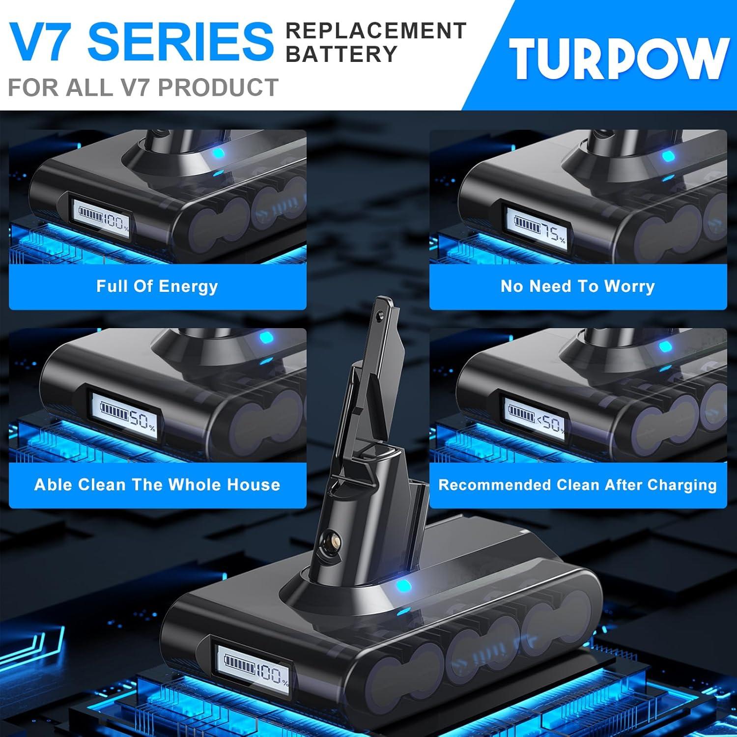 Batería TURPOW 7000mAh 21.6V con Pantalla LED para Aspiradoras V7