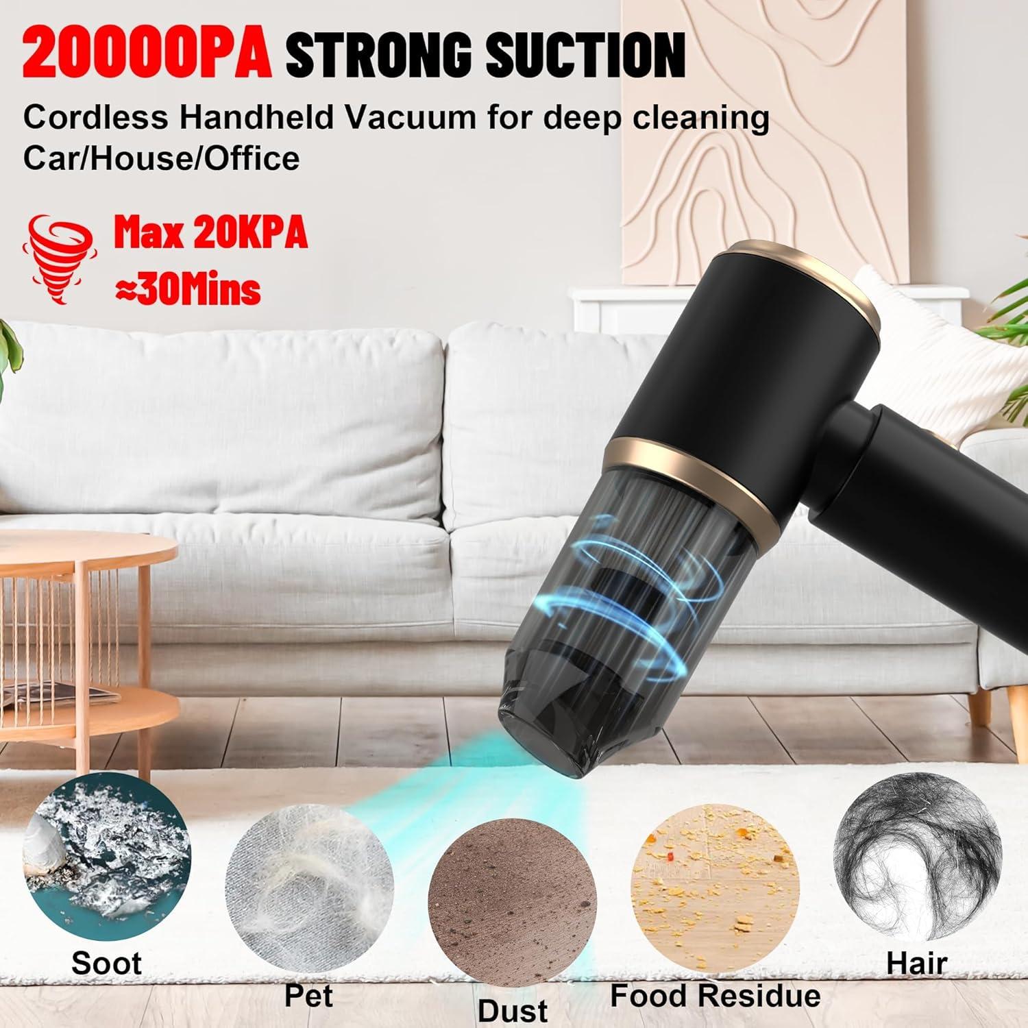 Aspiradora de Mano Portátil LAZYROSY WZ-VC320 20000PA Sin Cable