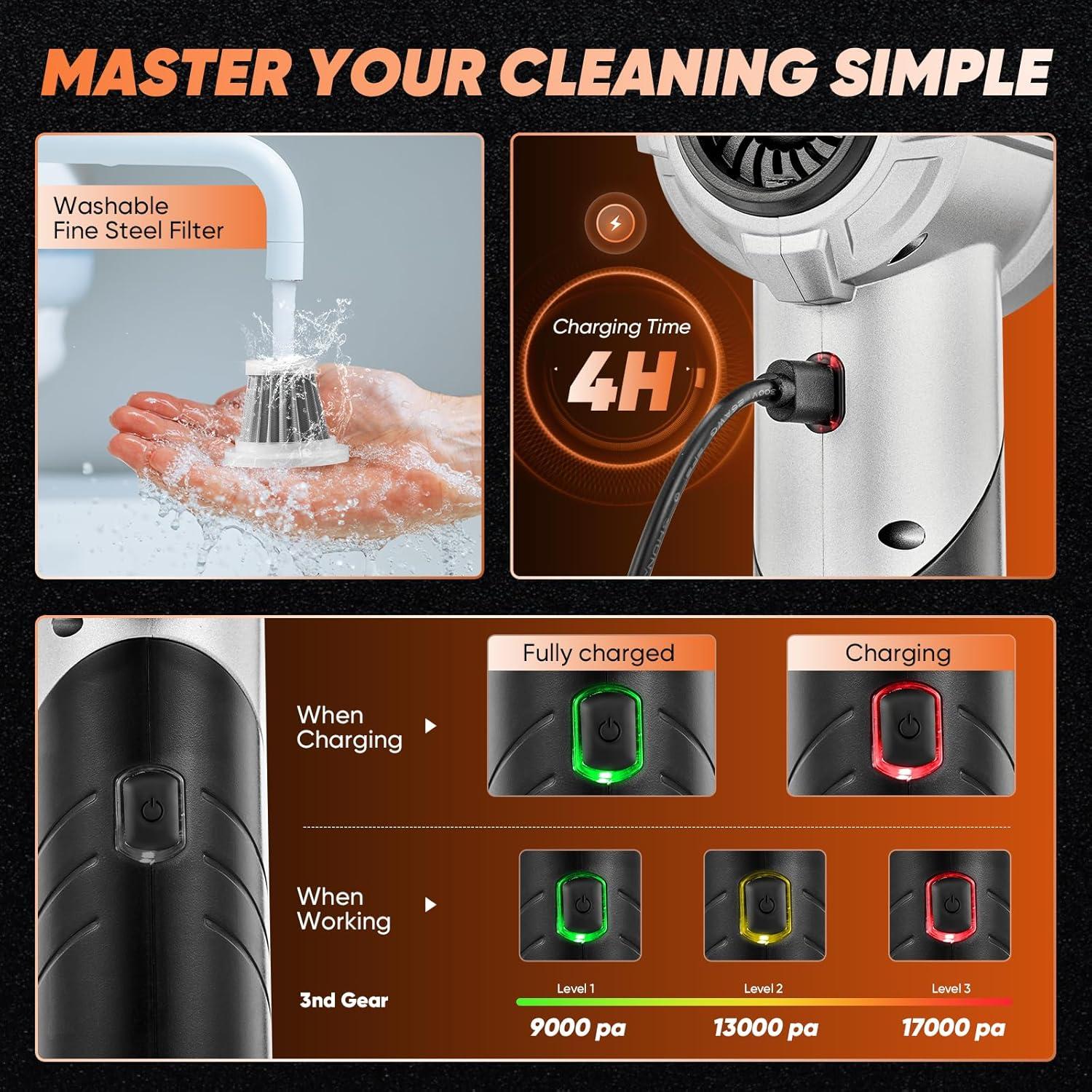 Aspiradora Portátil Saker HL133 Inalámbrica 17000PA Mini