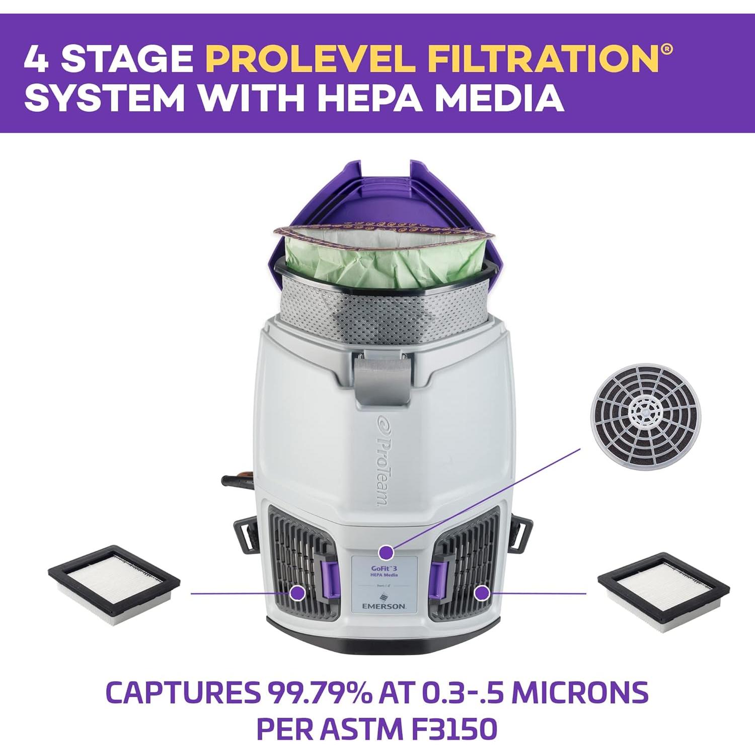 Aspiradora de Mochila Comercial ProTeam 3qt con Kit Multi-Superficie