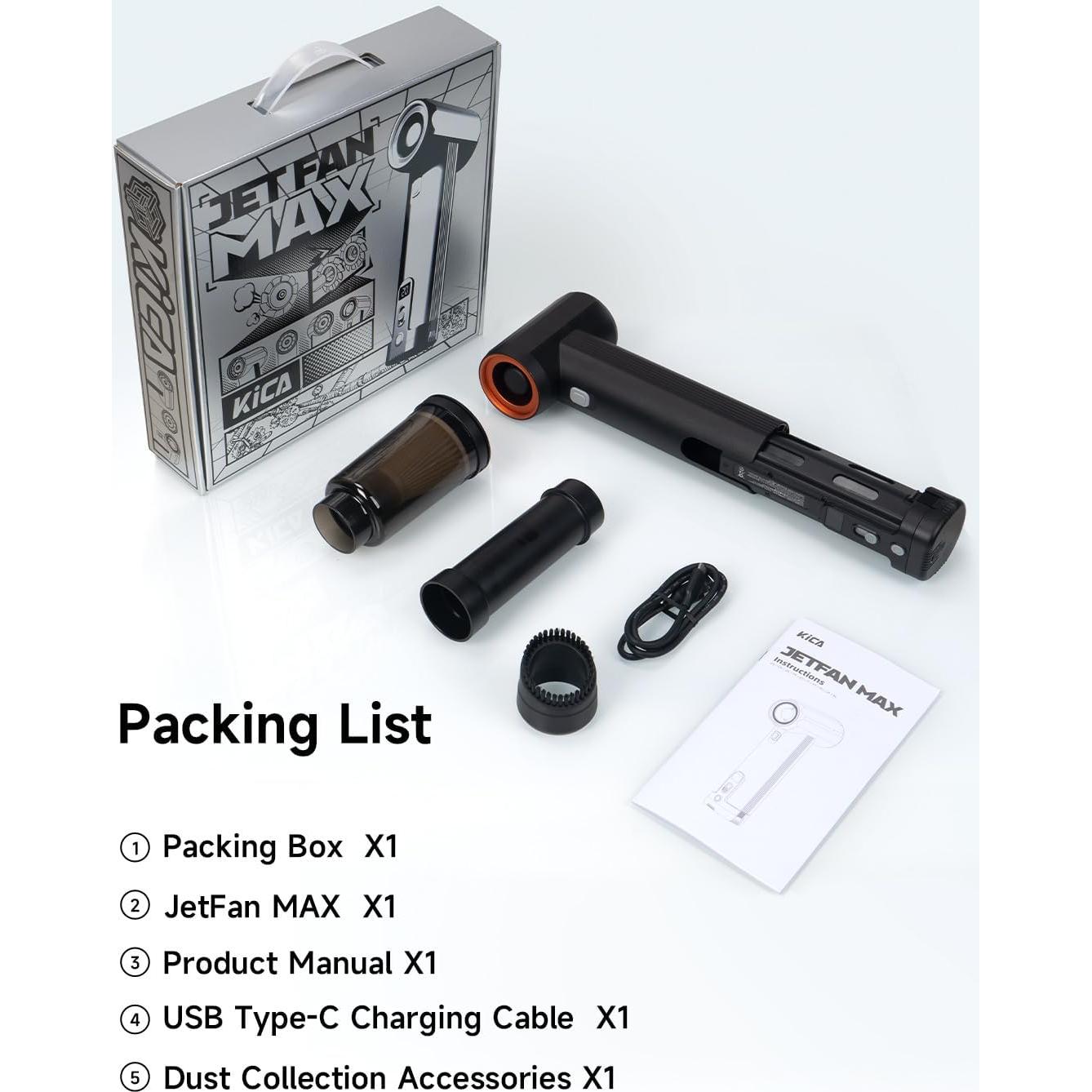 Secador de Aire Portátil KiCA JetFan MAX - 785W, 6 Baterías 4000mAh