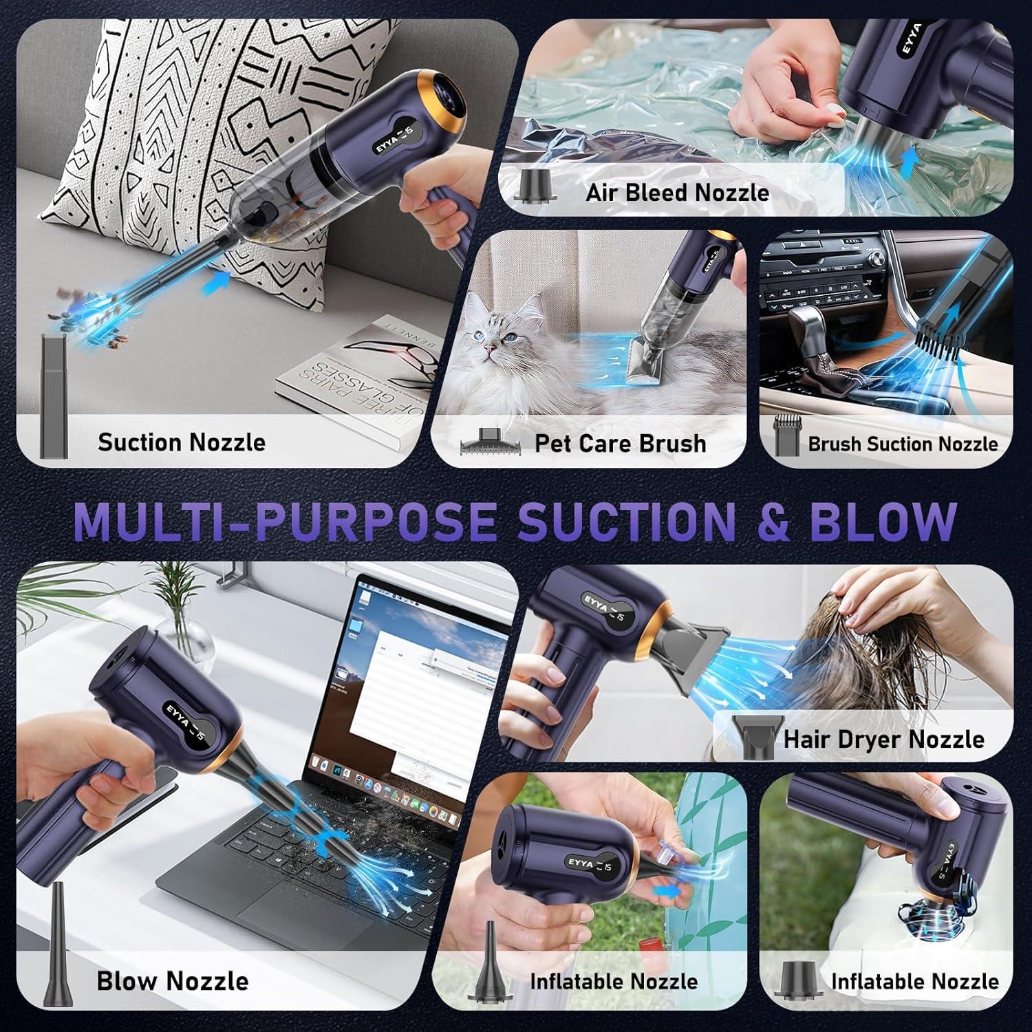 Aspiradora de Mano EYYA Inalámbrica 15000PA con Pantalla Digital