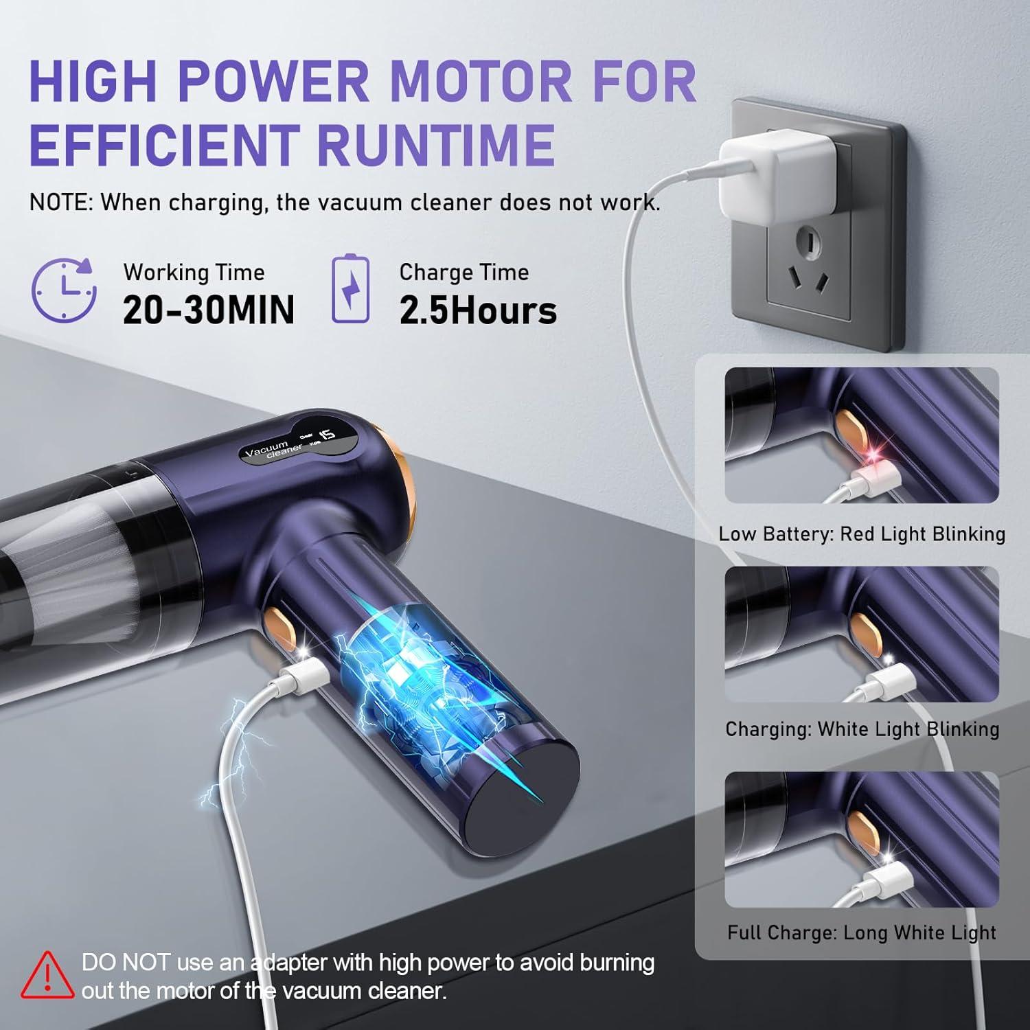 Aspiradora de Mano EYYA Inalámbrica 15000PA con Pantalla Digital