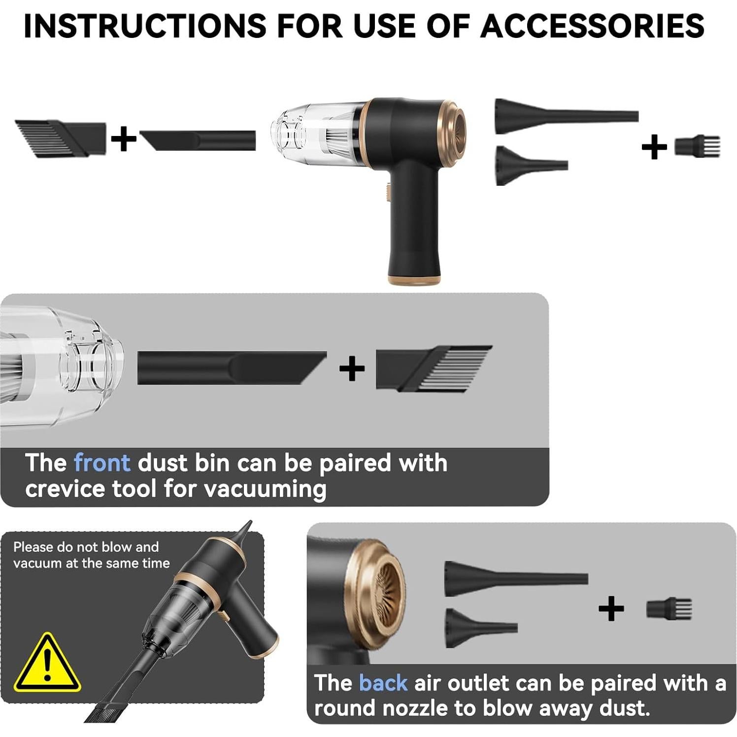 Aspiradora Portátil Inalámbrica BELIBUY 100W 12000Pa Negro