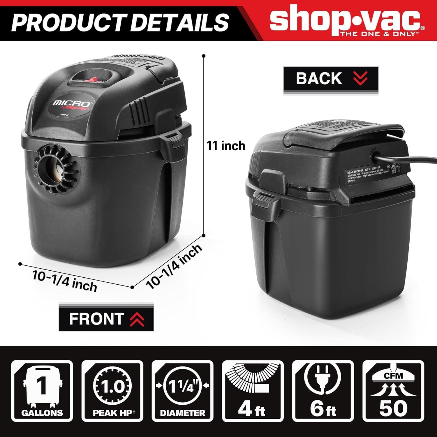 Aspiradora Húmeda/Seca Shop-Vac 2021005 3.78L 1.0 HP Portátil