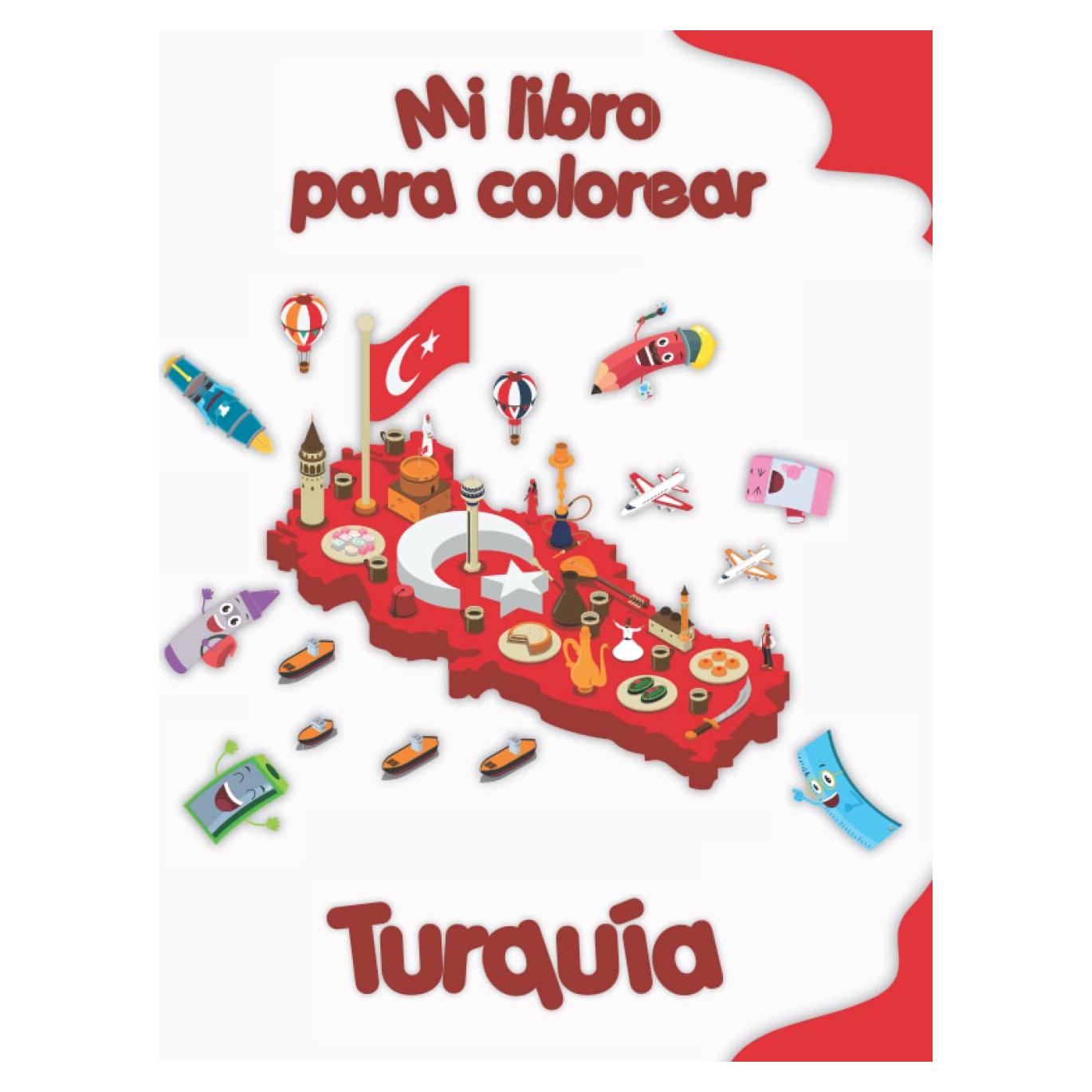 Mi libro para colorear sobre Turquía: Dibujos para colorear de animales, paisajes y personajes, niños de 2 a 6 años (Spanish Edition)