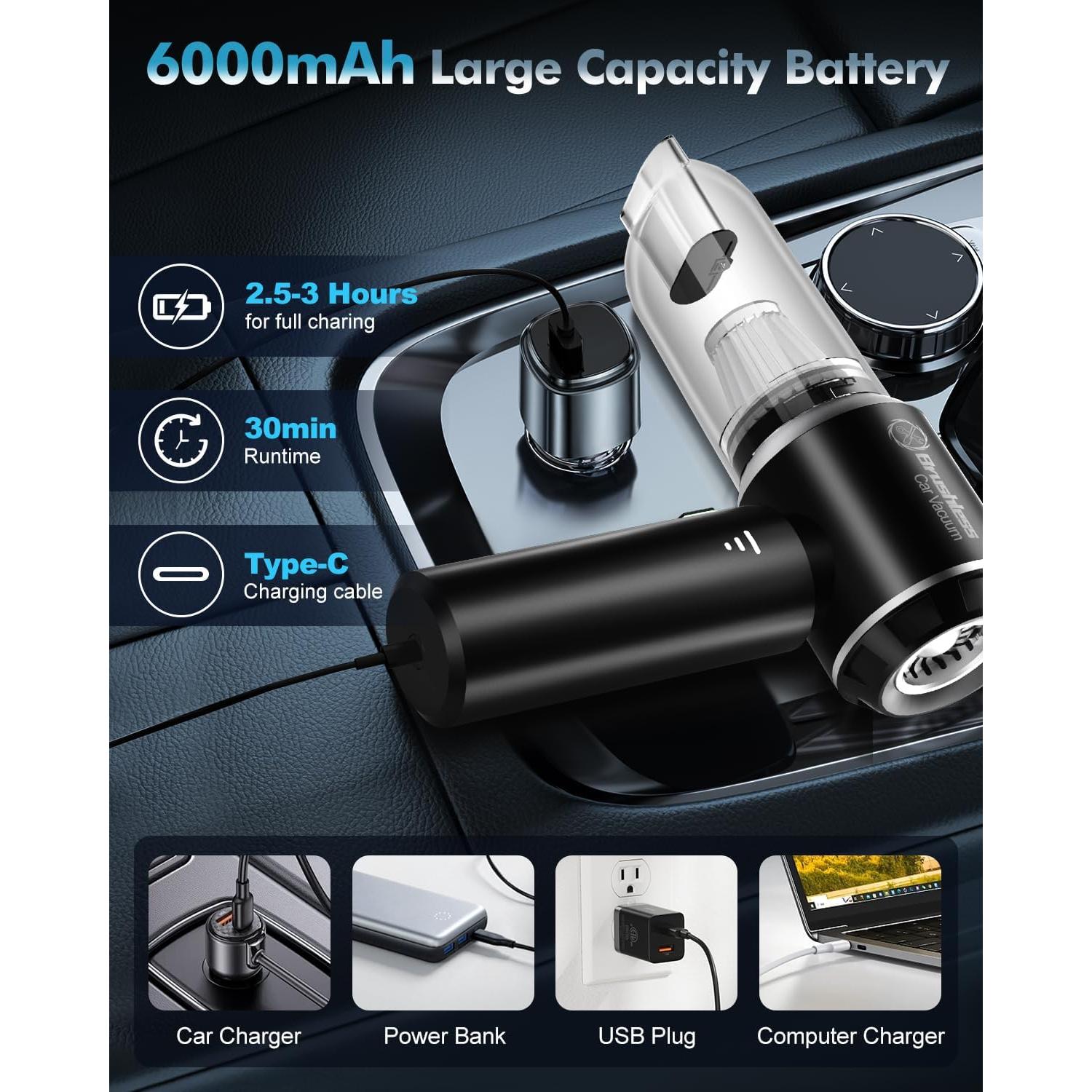 Aspiradora de Coche Inalámbrica Abcsolt YF53 18000Pa 3 en 1