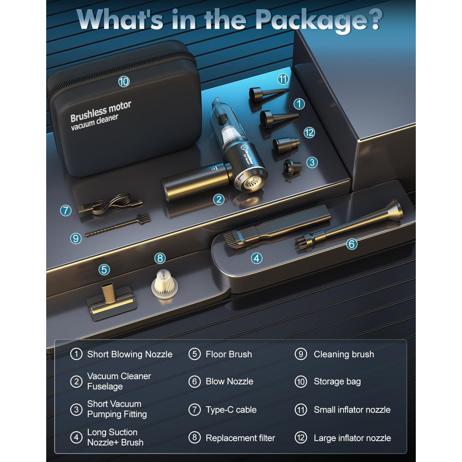 Aspiradora de Coche Inalámbrica Abcsolt YF53 18000Pa 3 en 1