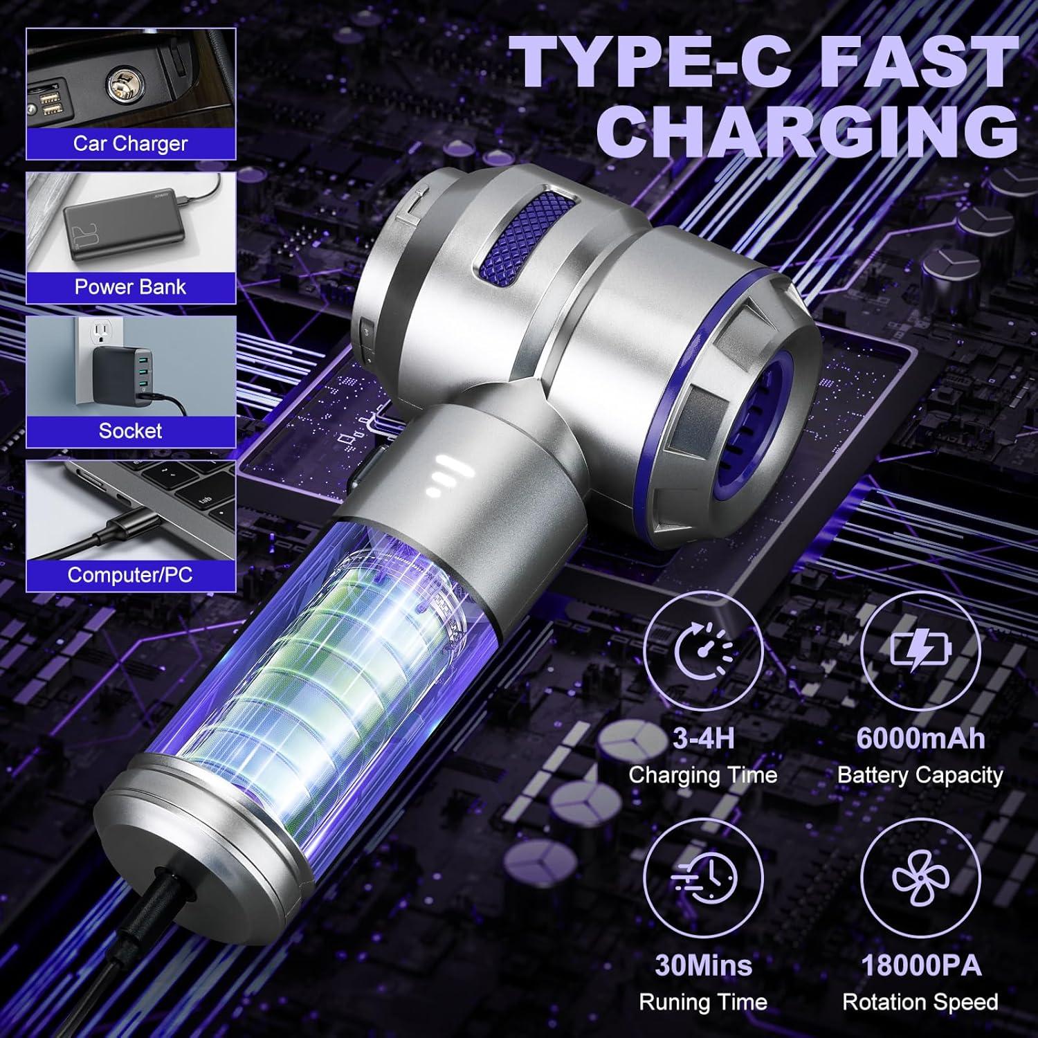 Aspiradora de Mano TianJQiS HL-121 Sin Cable 110W 30min Gris/Azul