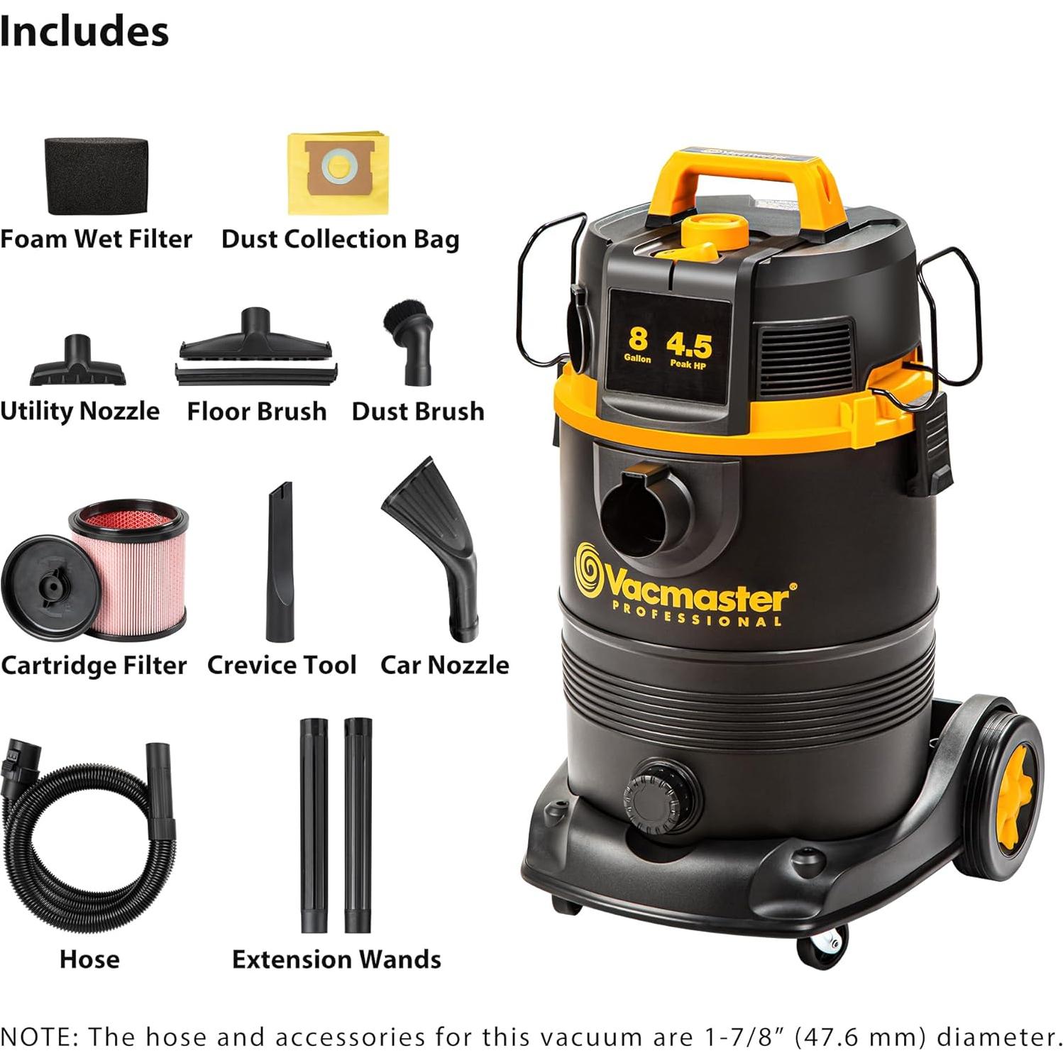 Aspiradora Húmeda/Seca Vacmaster VDK811PW 30.3L 4.5HP Autolimpiante