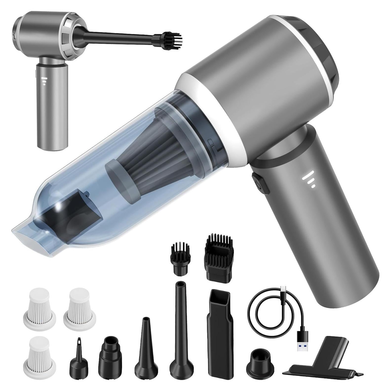 Aspiradora de Coche 4 en 1 Koucen Portátil 20000Pa Gris