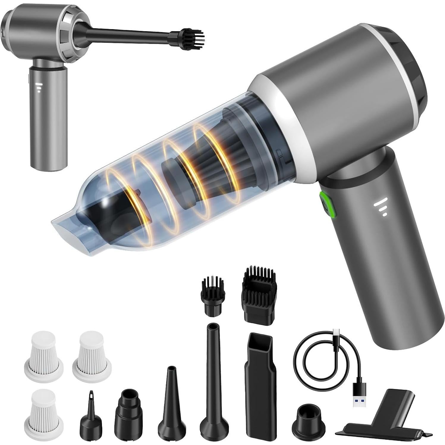 Aspiradora de Coche 4 en 1 Koucen Portátil 20000Pa Gris