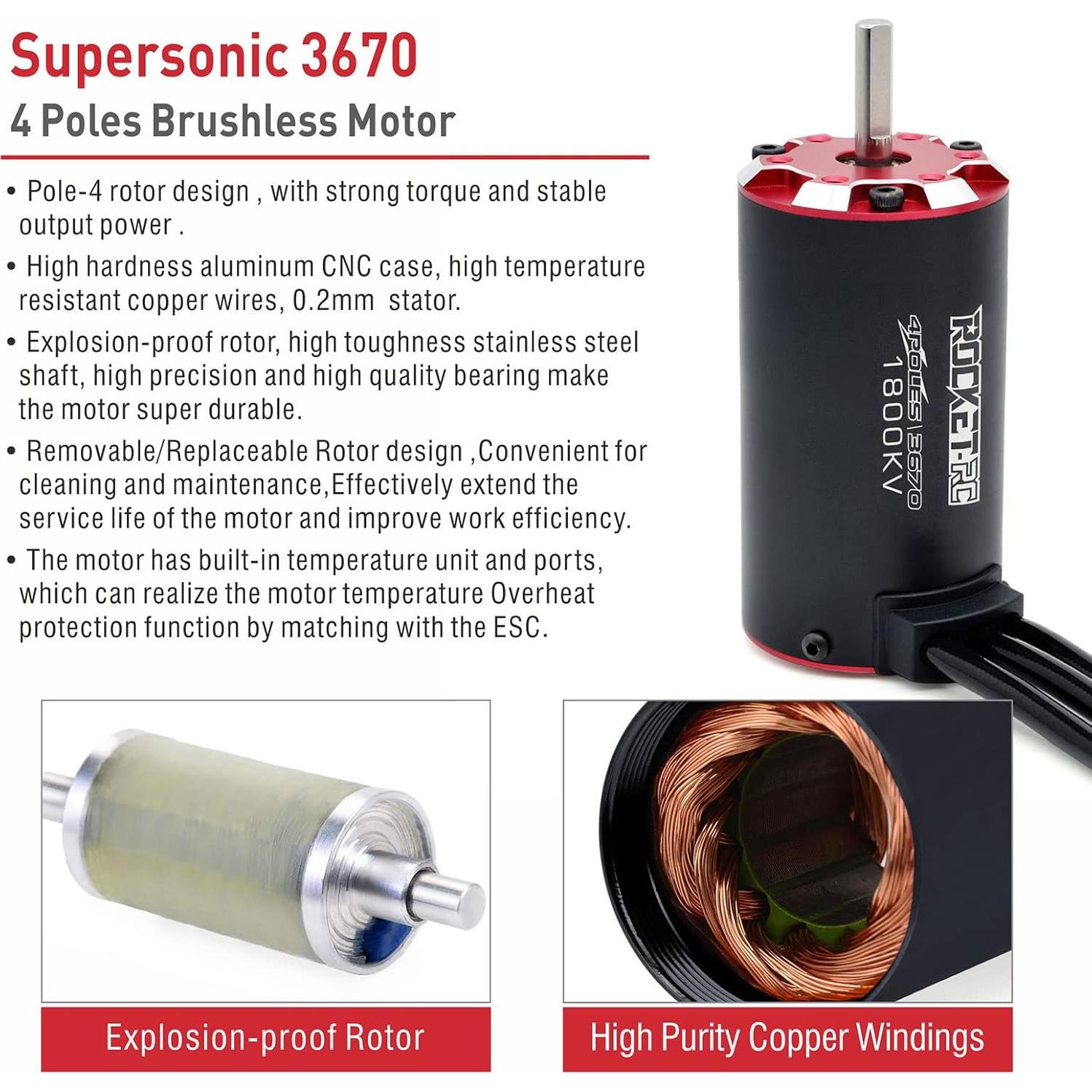 Motor sin escobillas 3670 Surpass Hobby 1800KV a prueba de agua