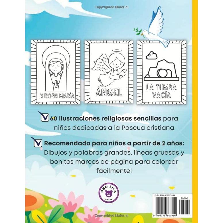 La Primera Pascua De La Biblia: Libro de colorear para niños a partir de 2 años | ¡Jesús ha resucitado! 60 imágenes religiosas grandes y sencillas para los pequeños cristianos
