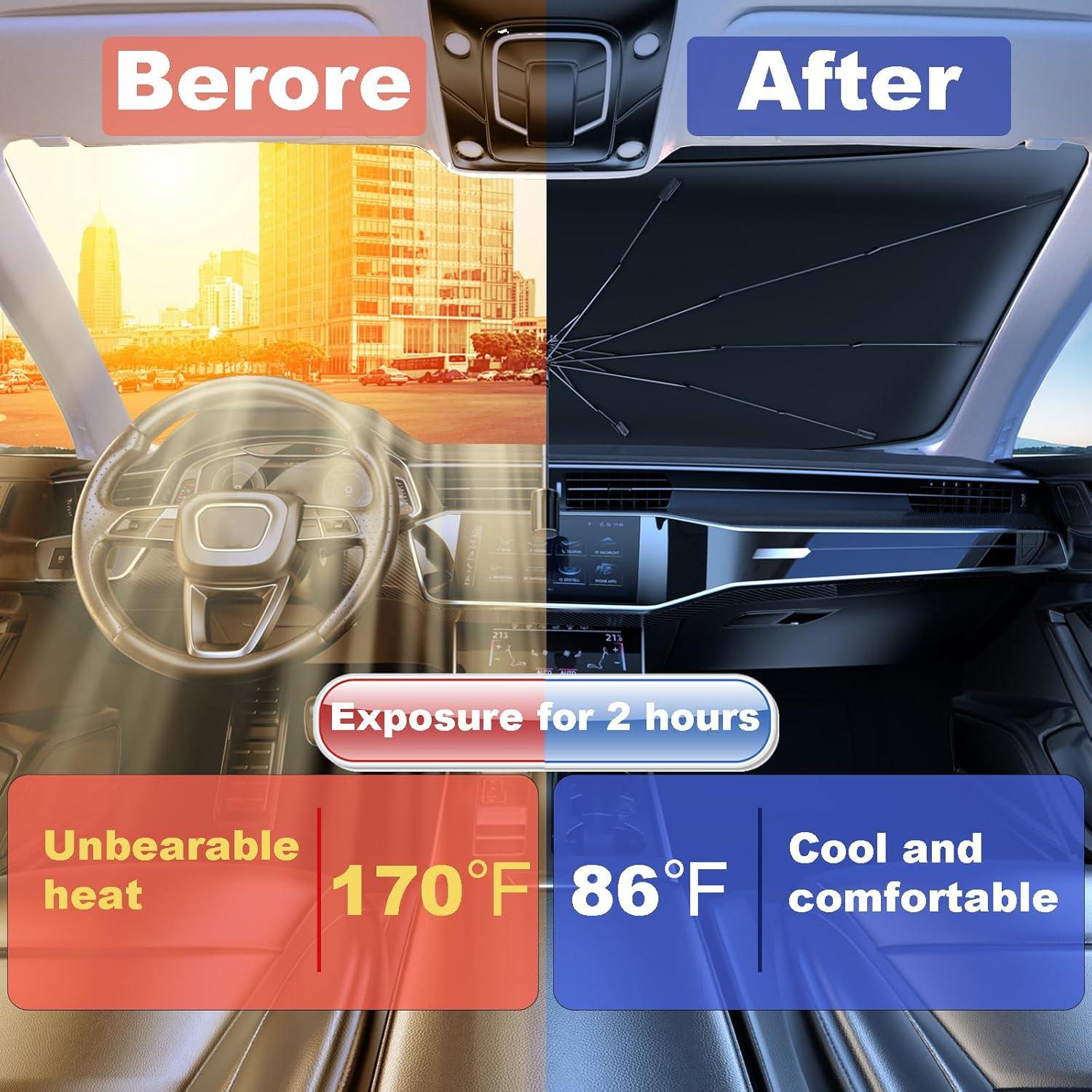 Paraguas de Sombra para Parabrisas Coricha 145x79cm 100% UV