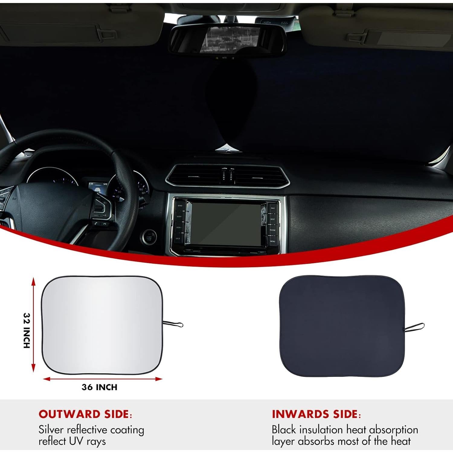 Cubierta de Sombra para Parabrisas Vepagoo 81.3x91.4 cm Plegable