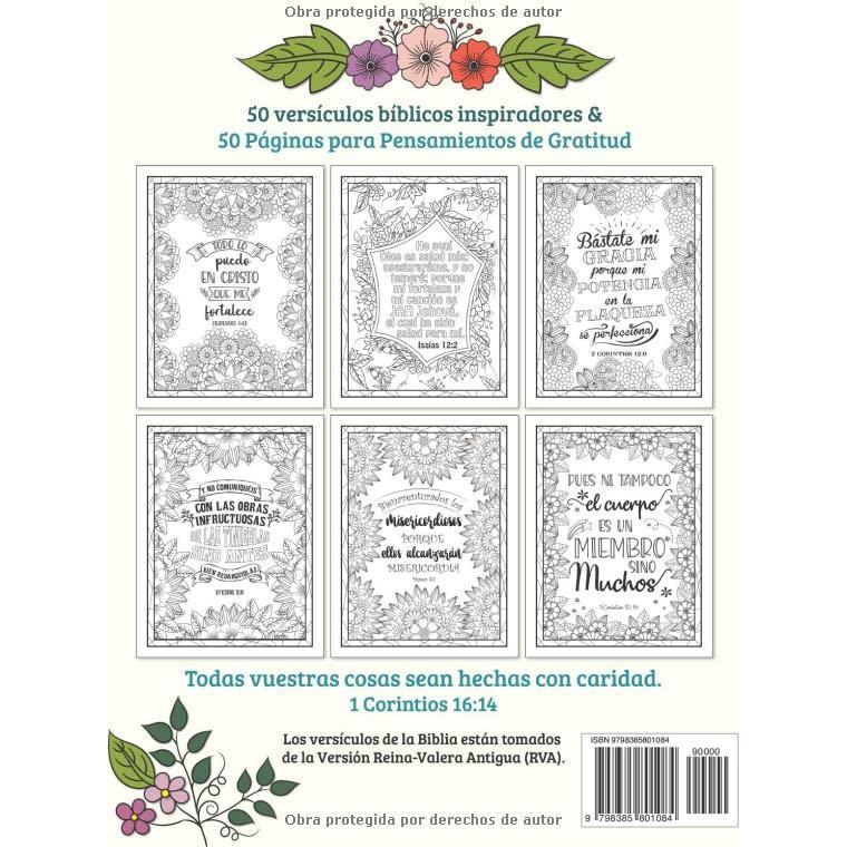 Versículos de la Biblia Libro de Colorear para Adultos y Adolescentes: 50 Citas Inspiradoras de las Escrituras (Spanish Edition)