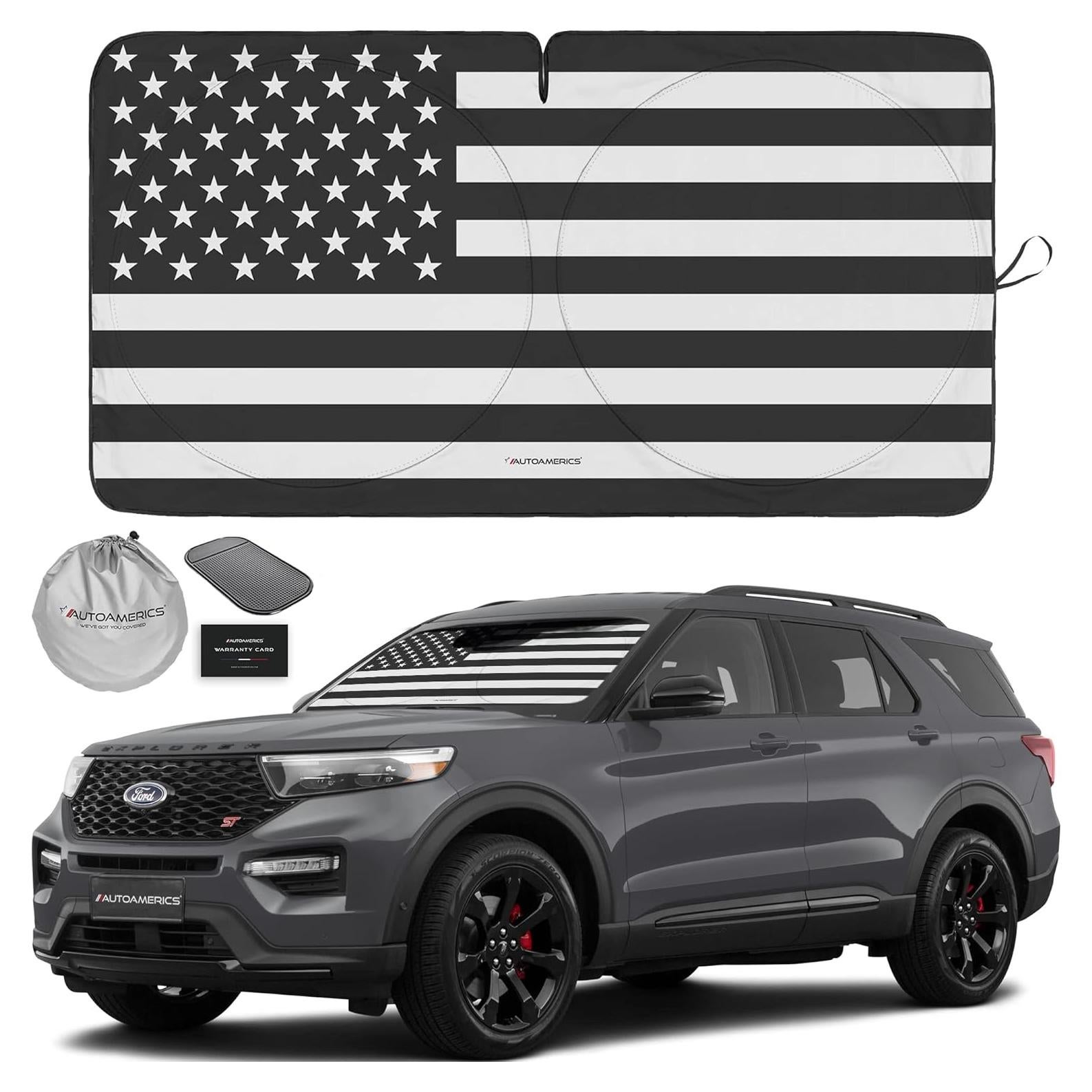 Protector Solar Plegable Autoamerics Bandera Americana Mediano