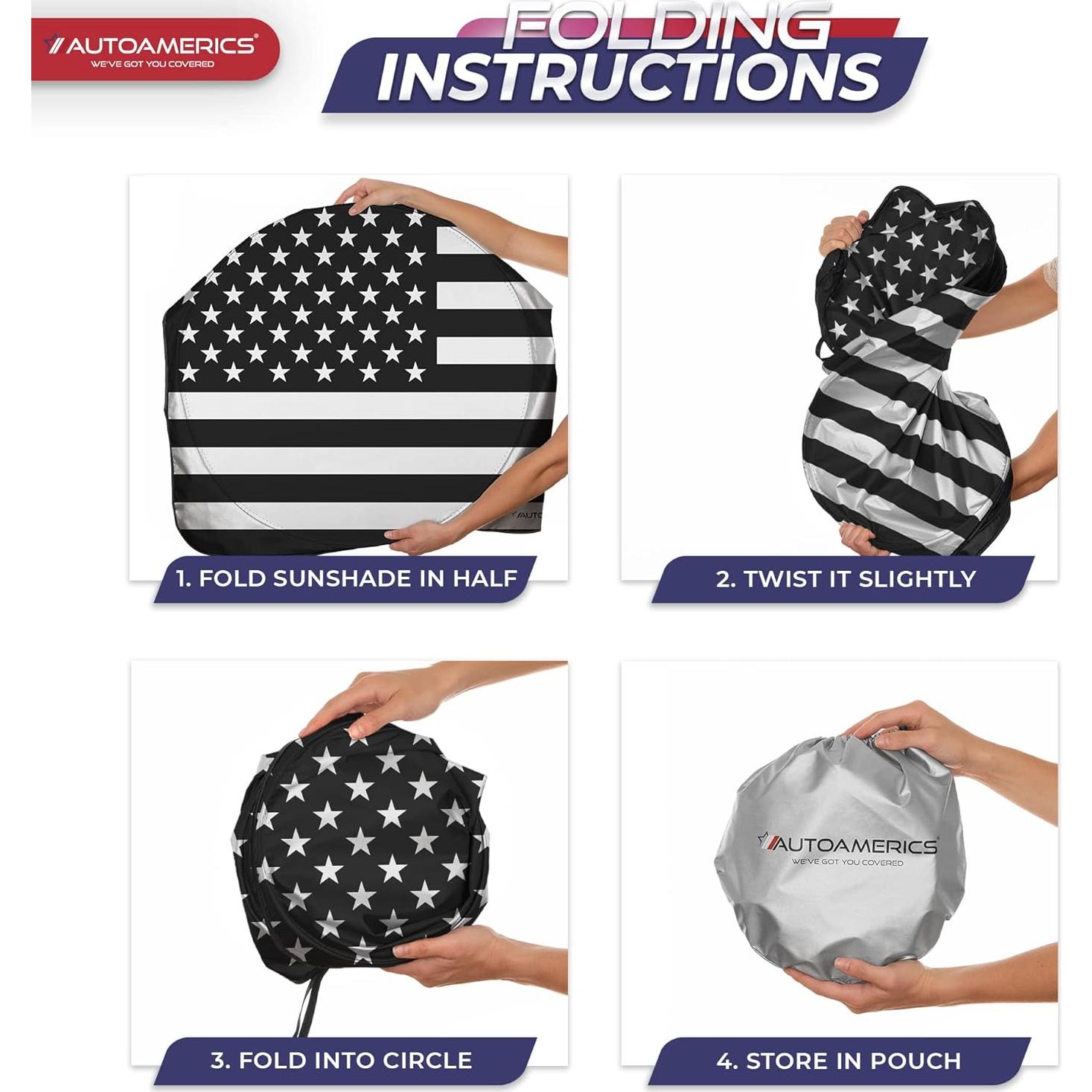 Protector Solar Plegable Autoamerics Bandera Americana Mediano