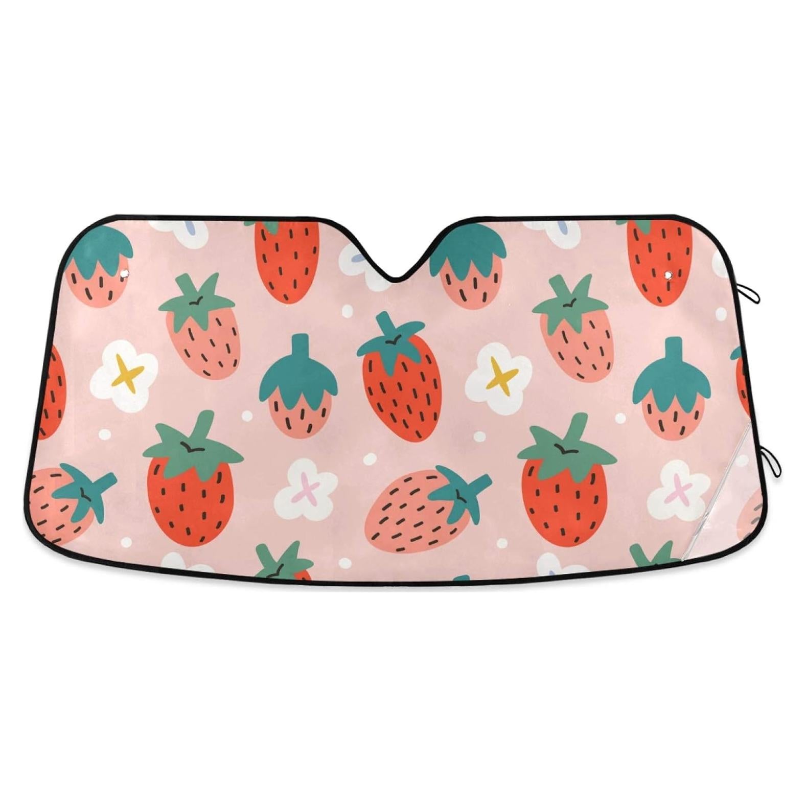 Protector Solar Parabrisas Qilmy 140x70cm Fresas Plegable UV