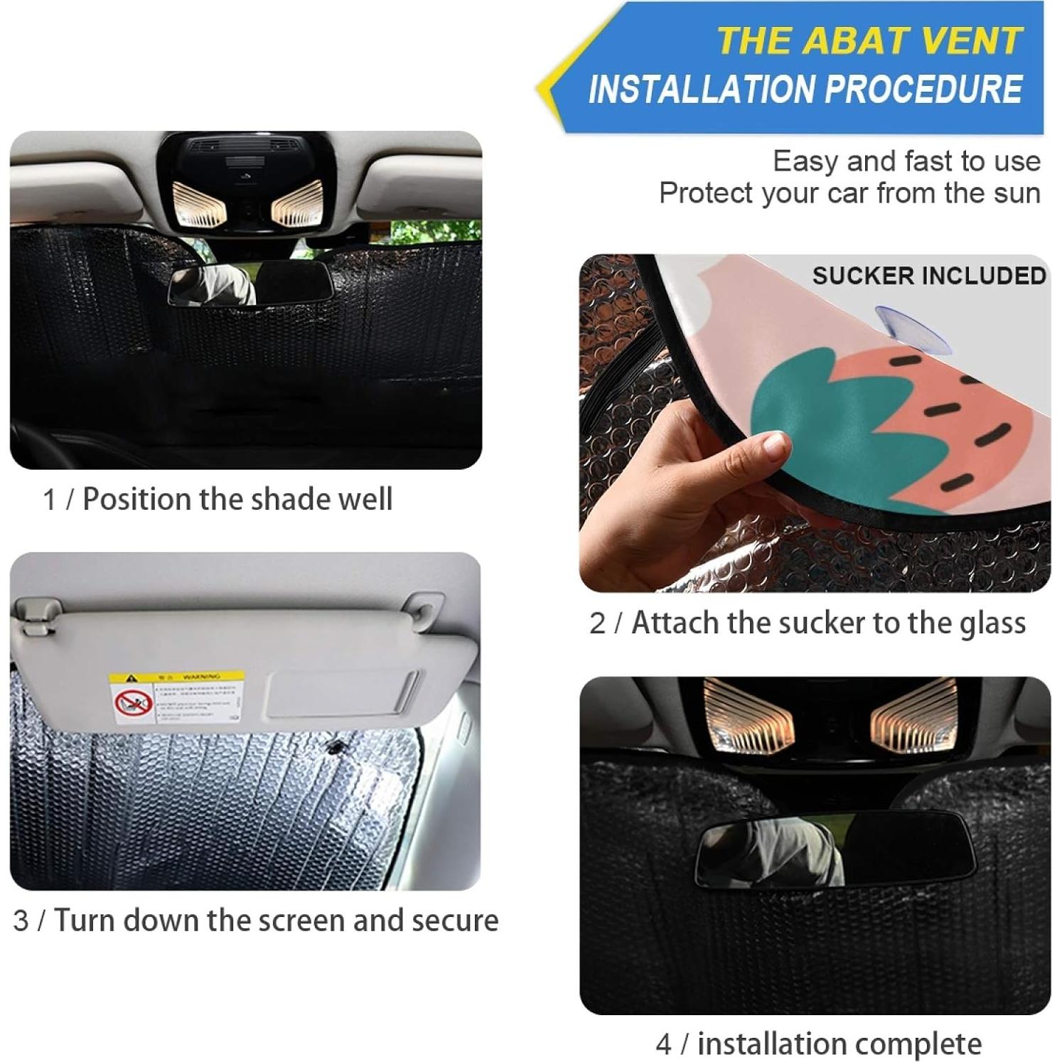 Protector Solar Parabrisas Qilmy 140x70cm Fresas Plegable UV