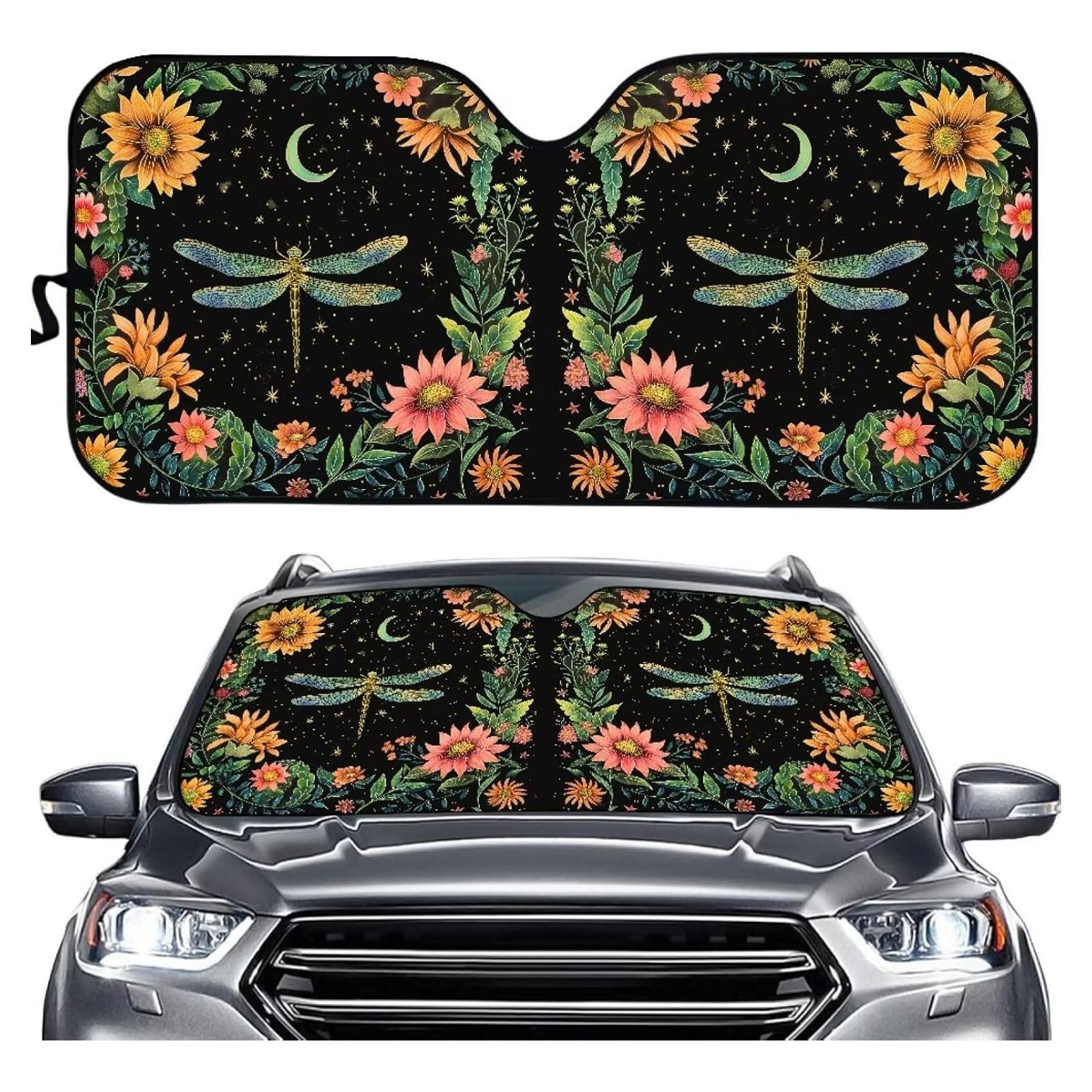 Protector Solar para Parabrisas BIGCARJOB Libélula Floral 3D