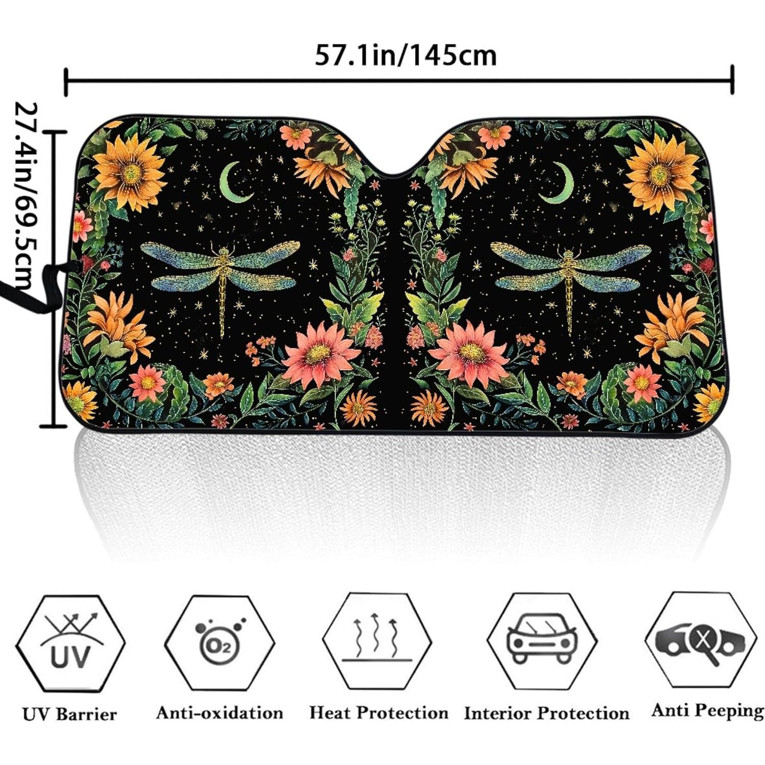 Protector Solar para Parabrisas BIGCARJOB Libélula Floral 3D