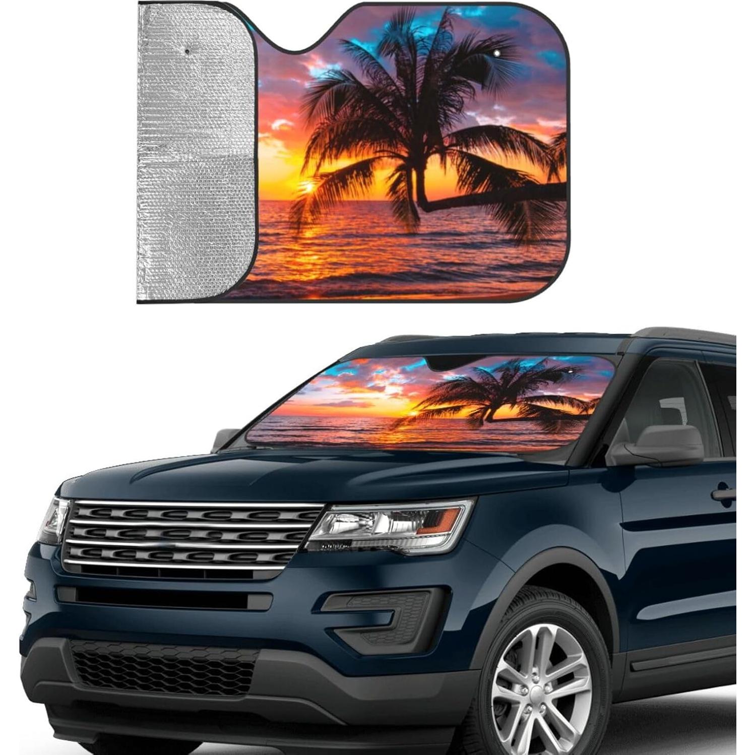 Sombra Solar para Automóvil YETTA YANG 130x70cm UV Playa Tropical