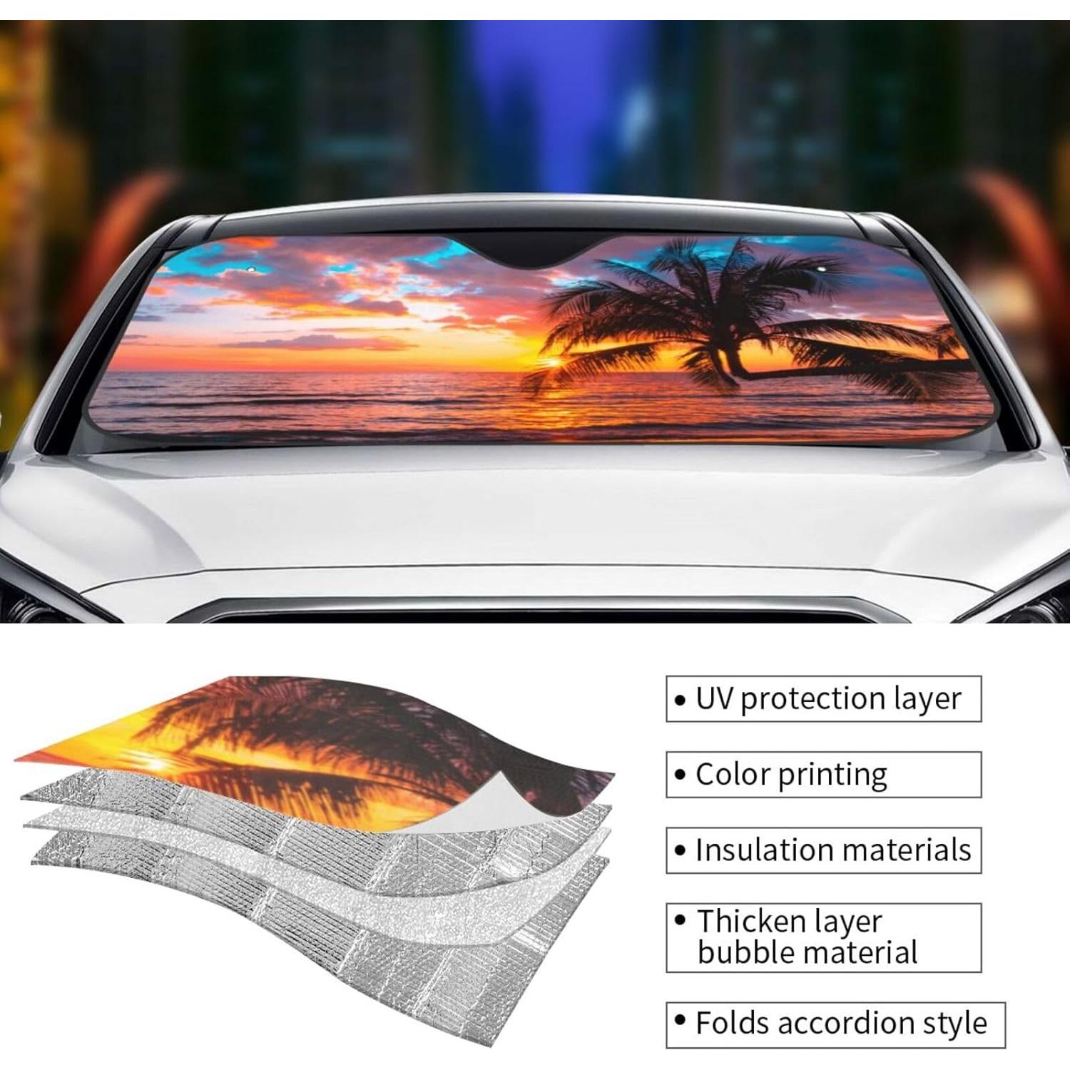 Sombra Solar para Automóvil YETTA YANG 130x70cm UV Playa Tropical
