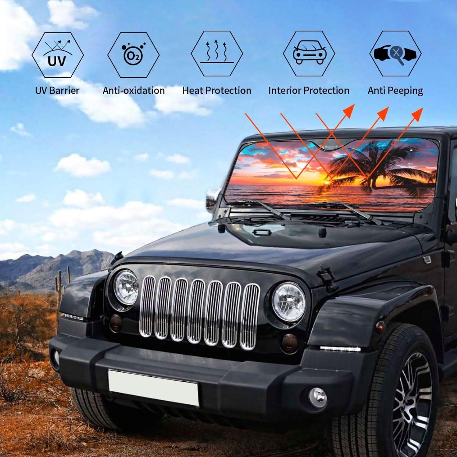 Sombra Solar para Automóvil YETTA YANG 130x70cm UV Playa Tropical