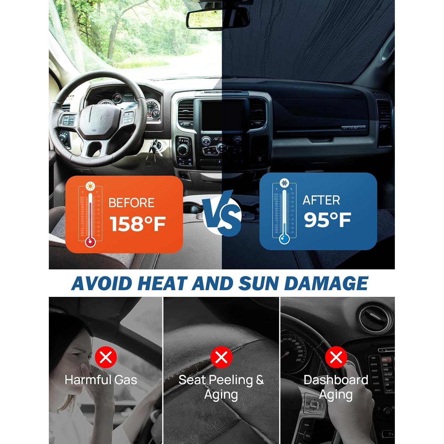 Protector Solar Parabrisas JoyTutus para Ram 1500 2500 3500 2019-2024