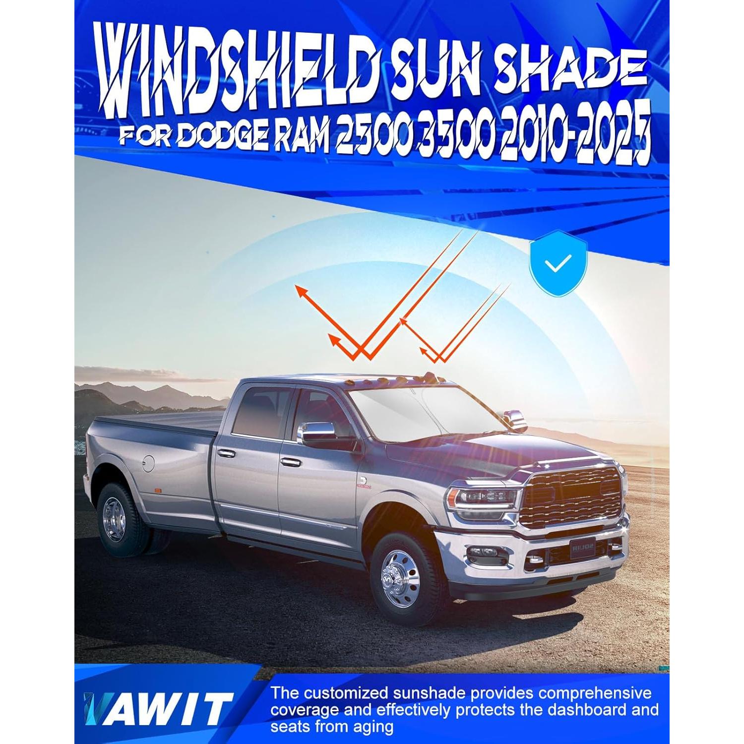Protector Solar Parabrisas VAWIT para Dodge RAM 2500 3500 2010-2025