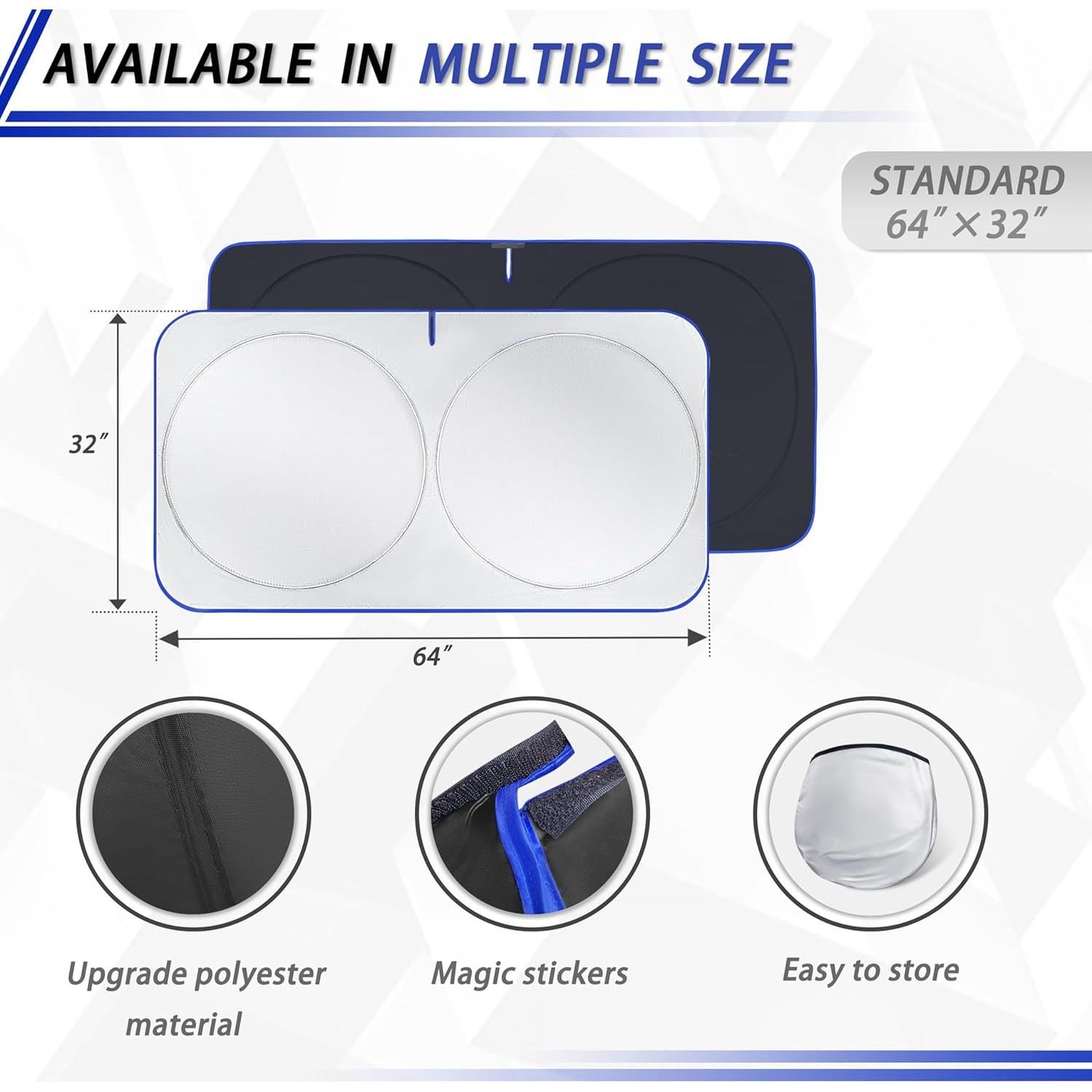 Protector Solar para Parabrisas MORNYRAY Mediano Negro 162.5x81.3cm