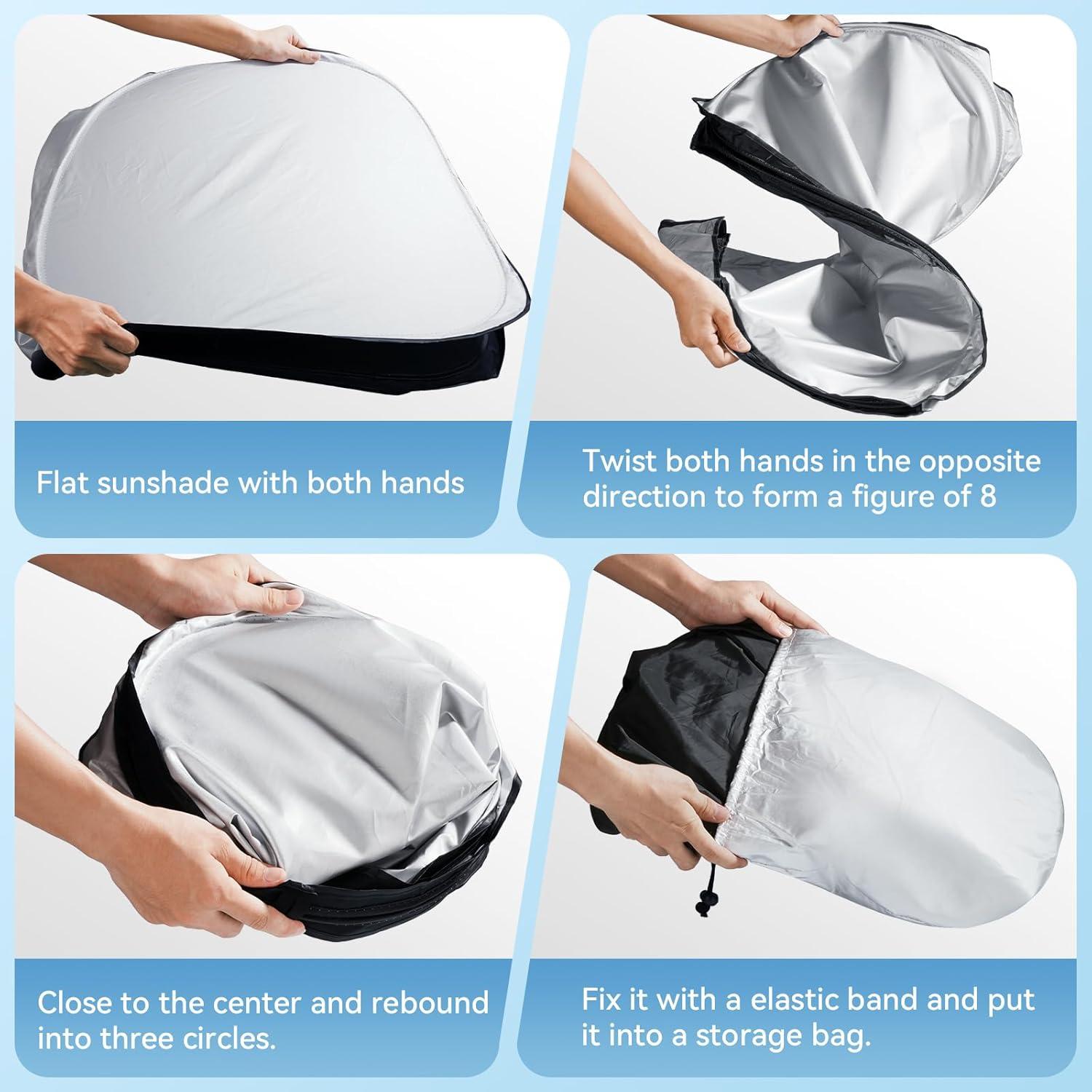 Protector Solar Parabrisas Coche QUANQIUFEI Ajuste Universal 140x79 cm