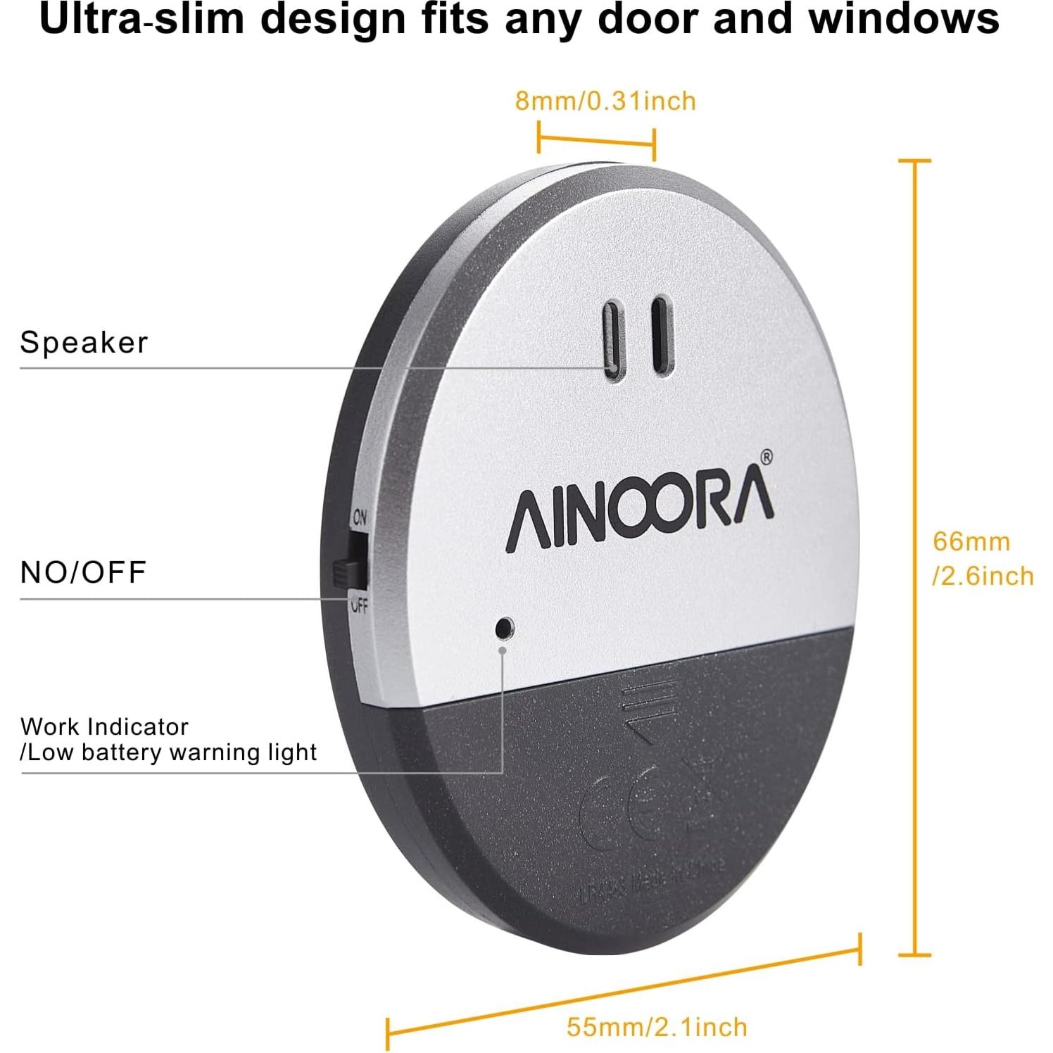 Sensores de Alarma de Ventana AINOORA 4 Pack 130dB