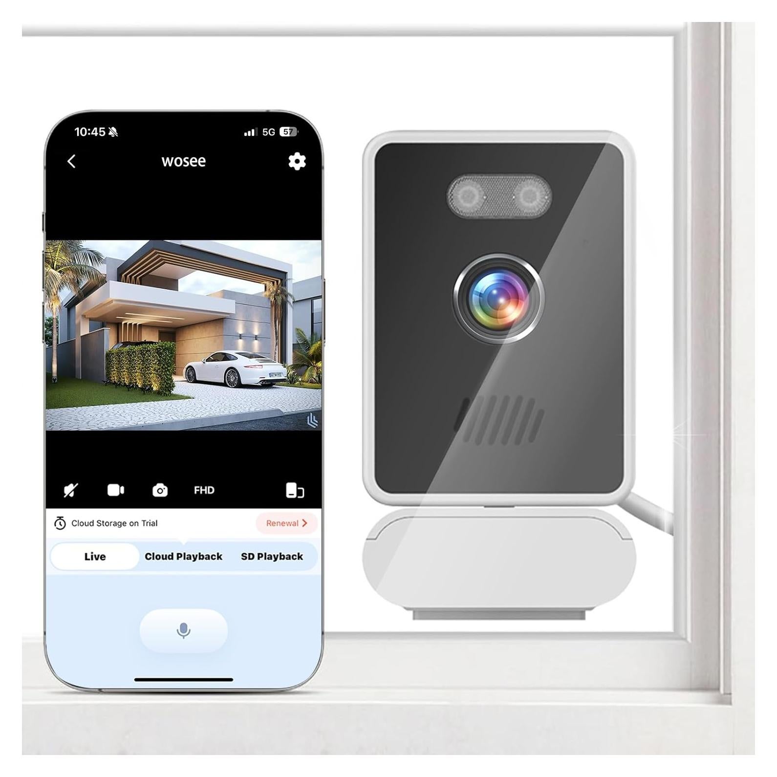 Cámara de Ventana 5MP CowWolf 2K WiFi Visión Nocturna