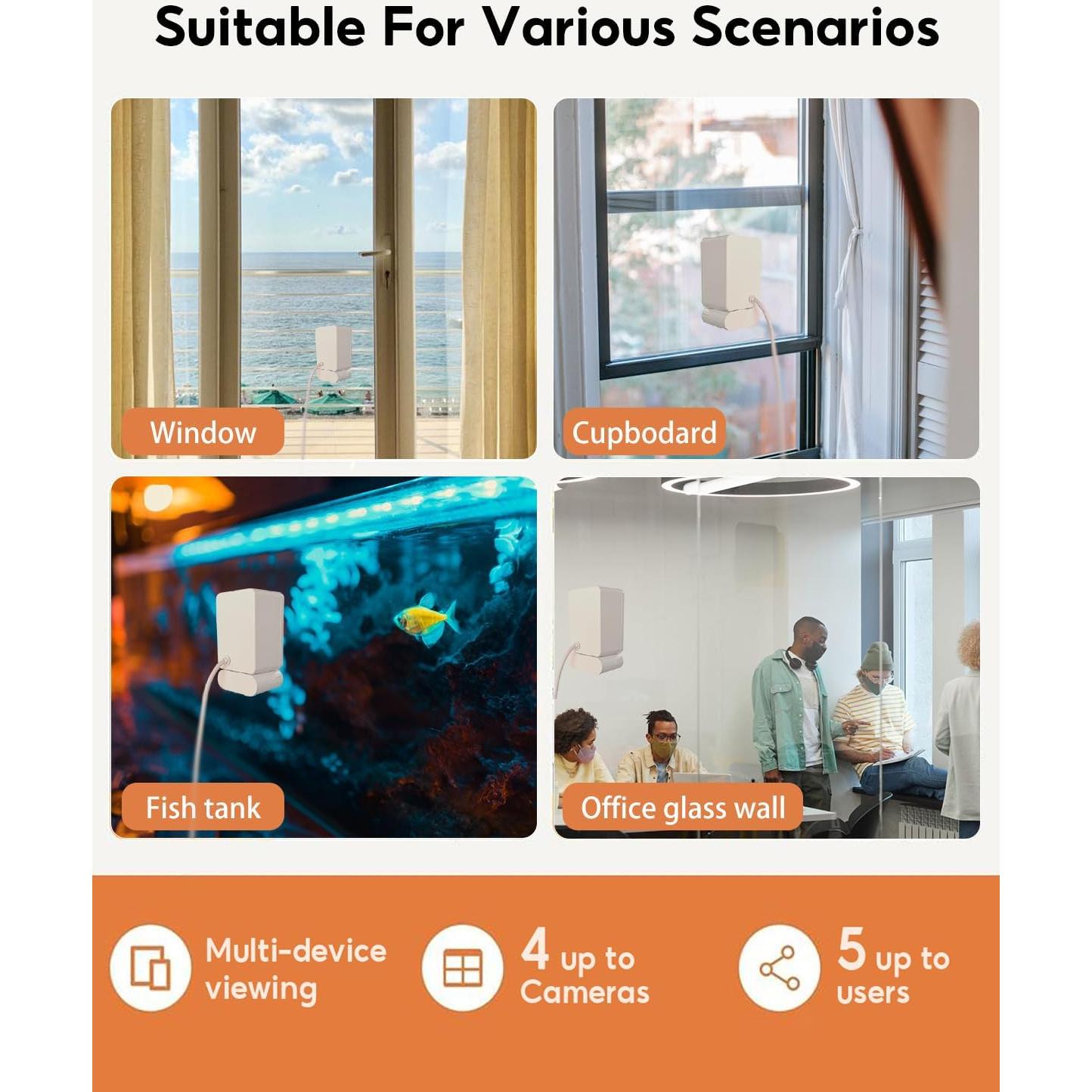 Cámara de Ventana 5MP CowWolf 2K WiFi Visión Nocturna