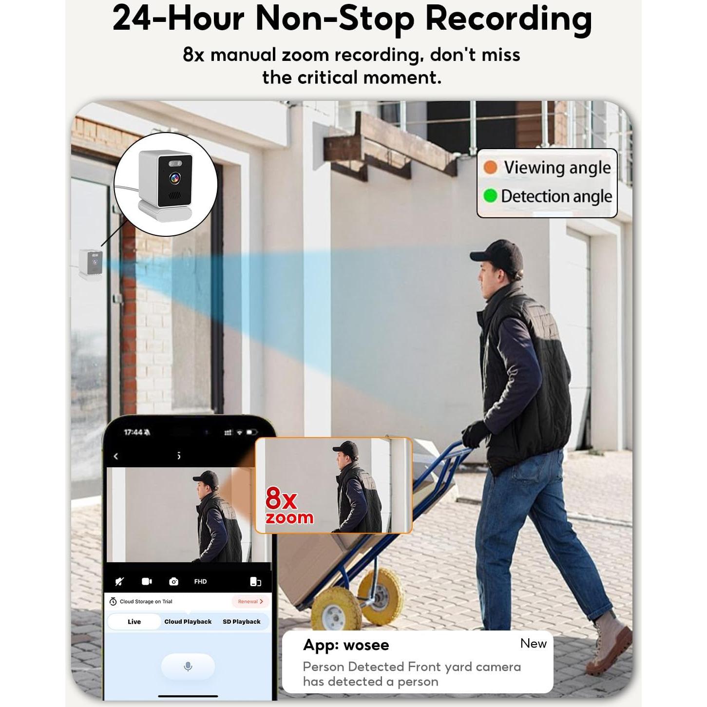 Cámara de Ventana 5MP CowWolf 2K WiFi Visión Nocturna